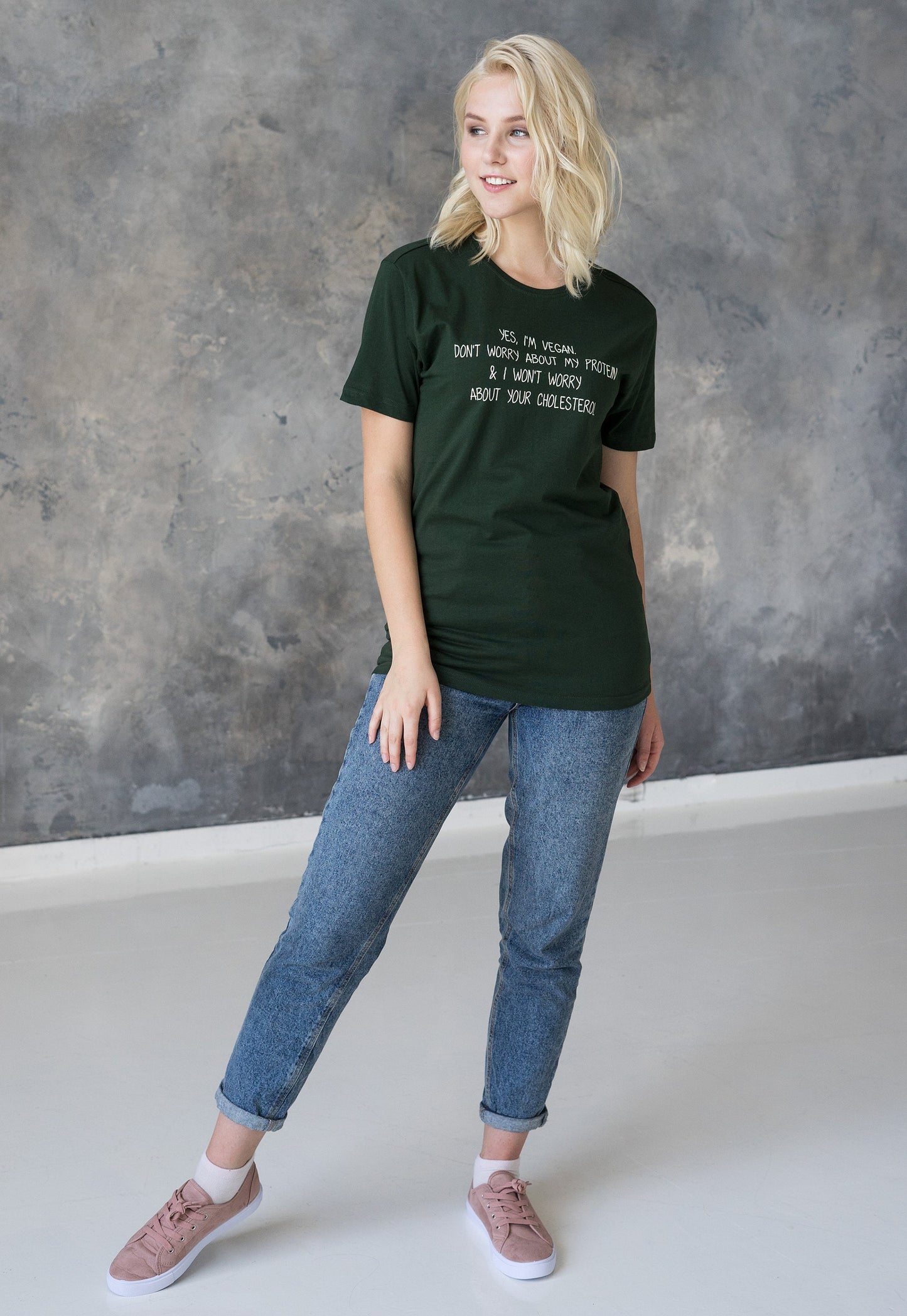 Vegan T Shirt Don't Worry About My Protein Veggie Slogan Funny Positive Activist AF Animal Liberation Be Kind Women's Men's Unisex Top Tee