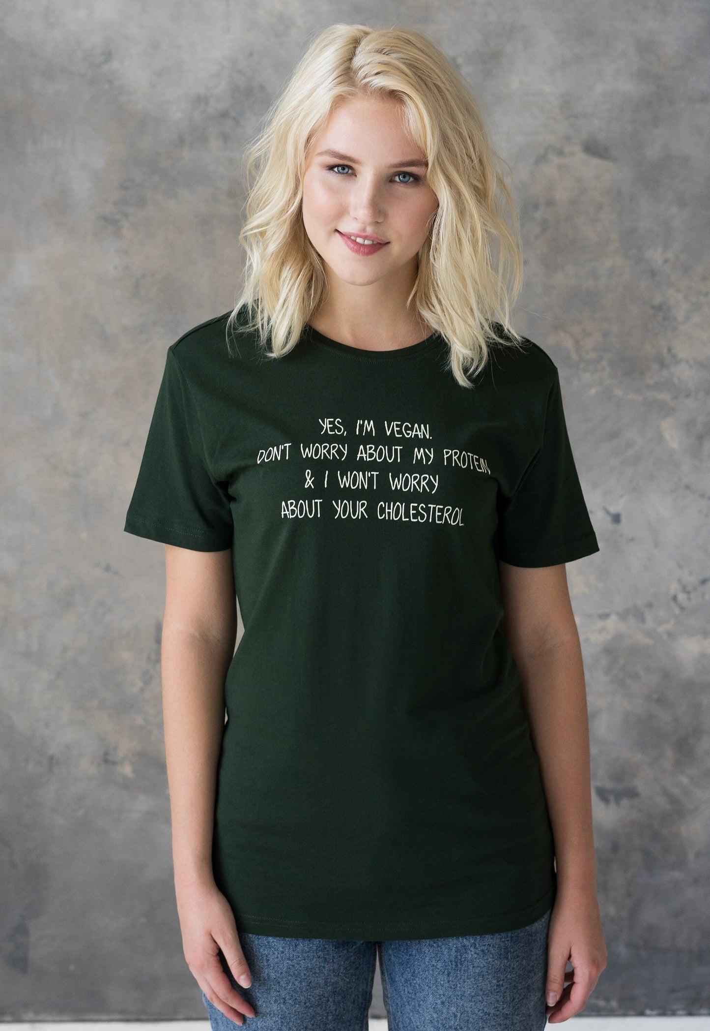 Vegan T Shirt Don't Worry About My Protein Veggie Slogan Funny Positive Activist AF Animal Liberation Be Kind Women's Men's Unisex Top Tee