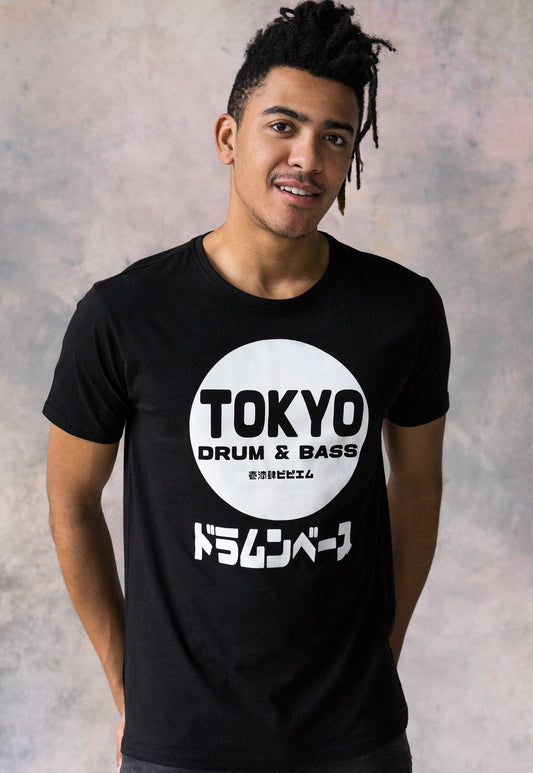 Tokyo Drum & Bass T Shirt Japanese Writing 174 BPM Junglist Synthesizer Synth Hiragana Kanji Graphic Printed Men's Women's Black Tee Top