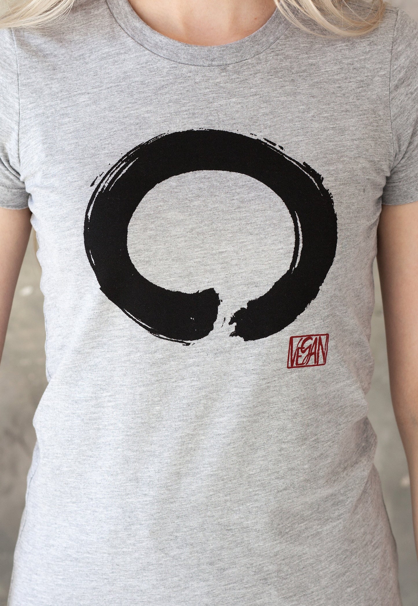 Vegan T Shirt - Enso Buddhist Circle Edgy Veggie Animal Rights LIberation Buddha Buddhism Wabi Sabi Zen Peace Activist Womens Girls Top Tee