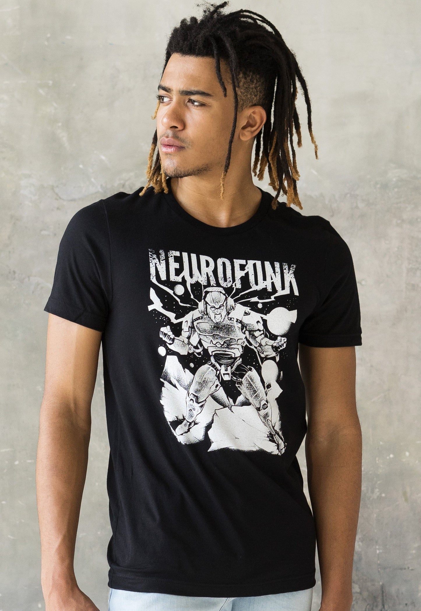 Neurofunk Destruction T Shirt - Drum and Bass Robot DJ Synthesizer & n Synth Music Producer Junglist Dubstep Mens Womens Graphic Printed Tee