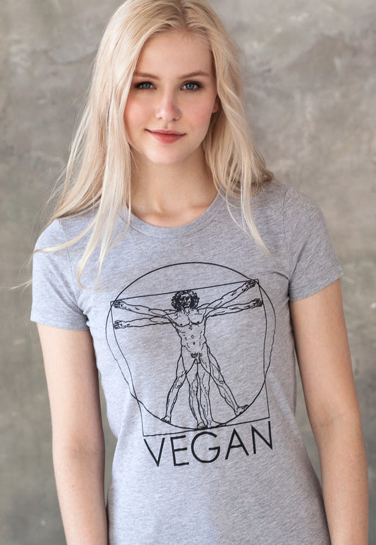 Vegan T Shirt Da Vinci Art Drawing Sketch Minimalist Edgy Veggie AF Animal Liberation Rights Freedom Be Kind Slogan Womens Girls Printed Tee