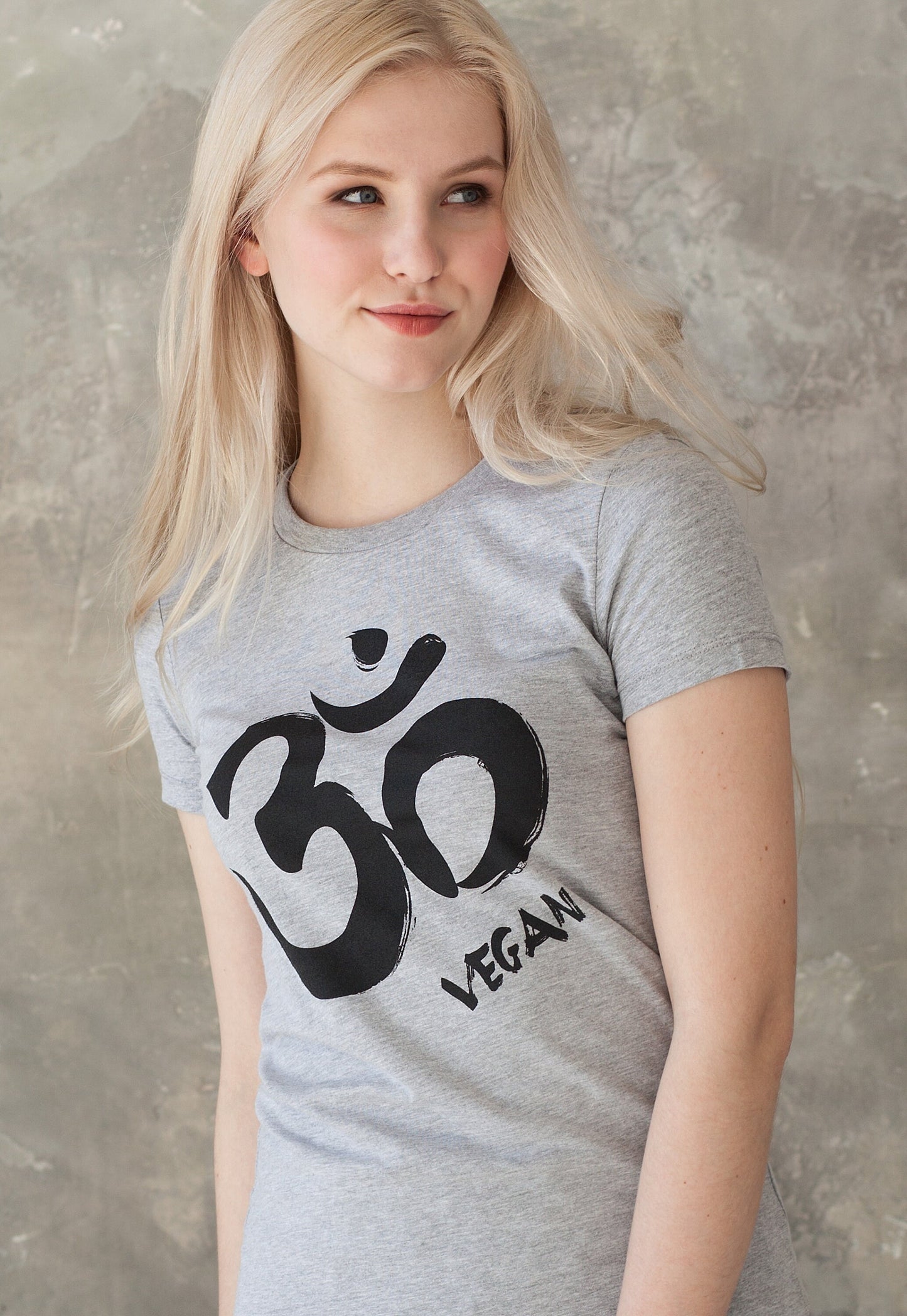 Om Vegan T Shirt - Ohm Aum Sanskrit Calligraphy Veggie Animal Rights Liberation Yoga Mindfulness Activist Women's Girls Graphic Printed Tee