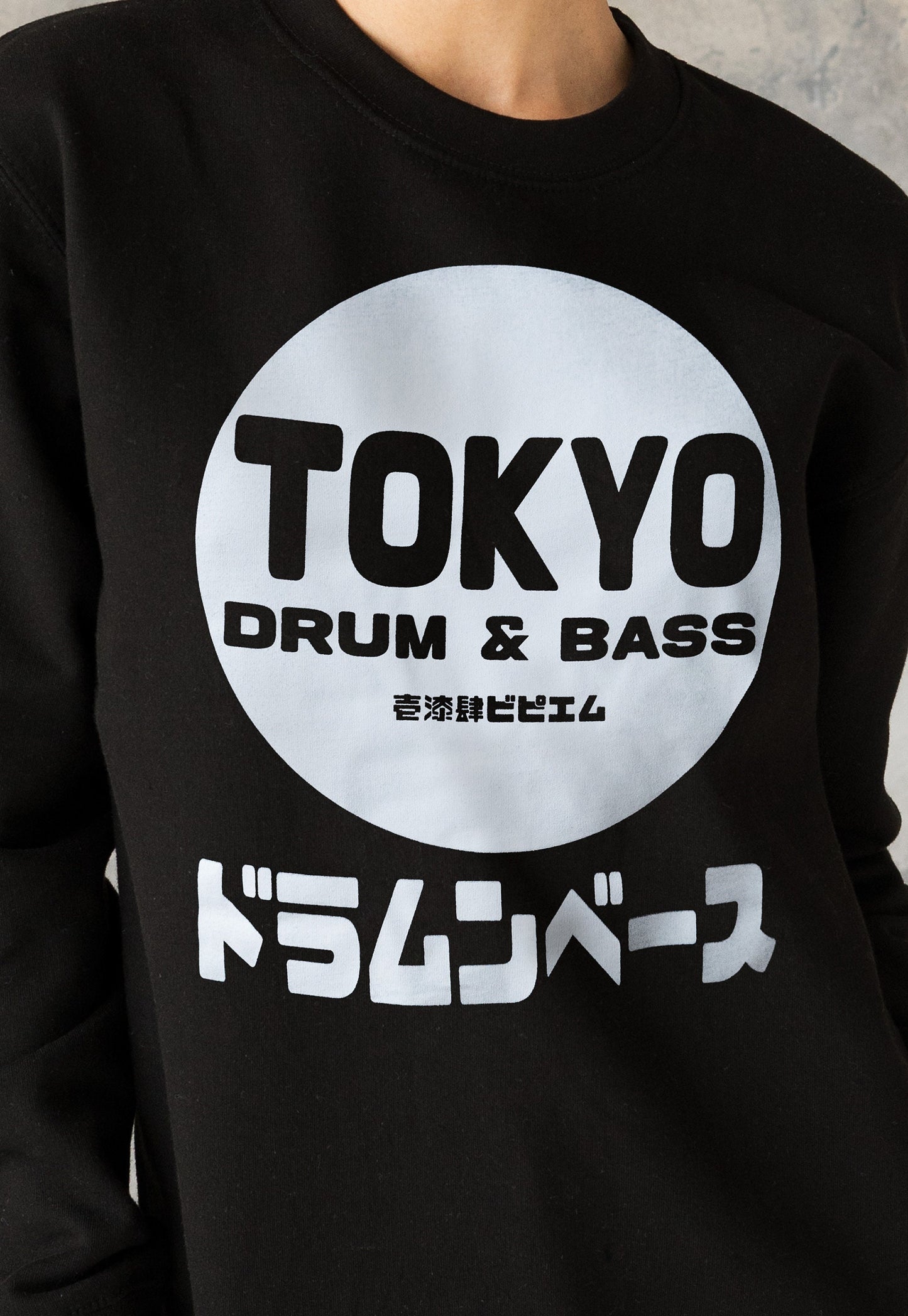 Tokyo Drum & Bass Sweatshirt Japanese Writing Japan 174 BPM Music Producer Kanji Junglist Womens Mens Printed Sweater Pullover Jumper Top
