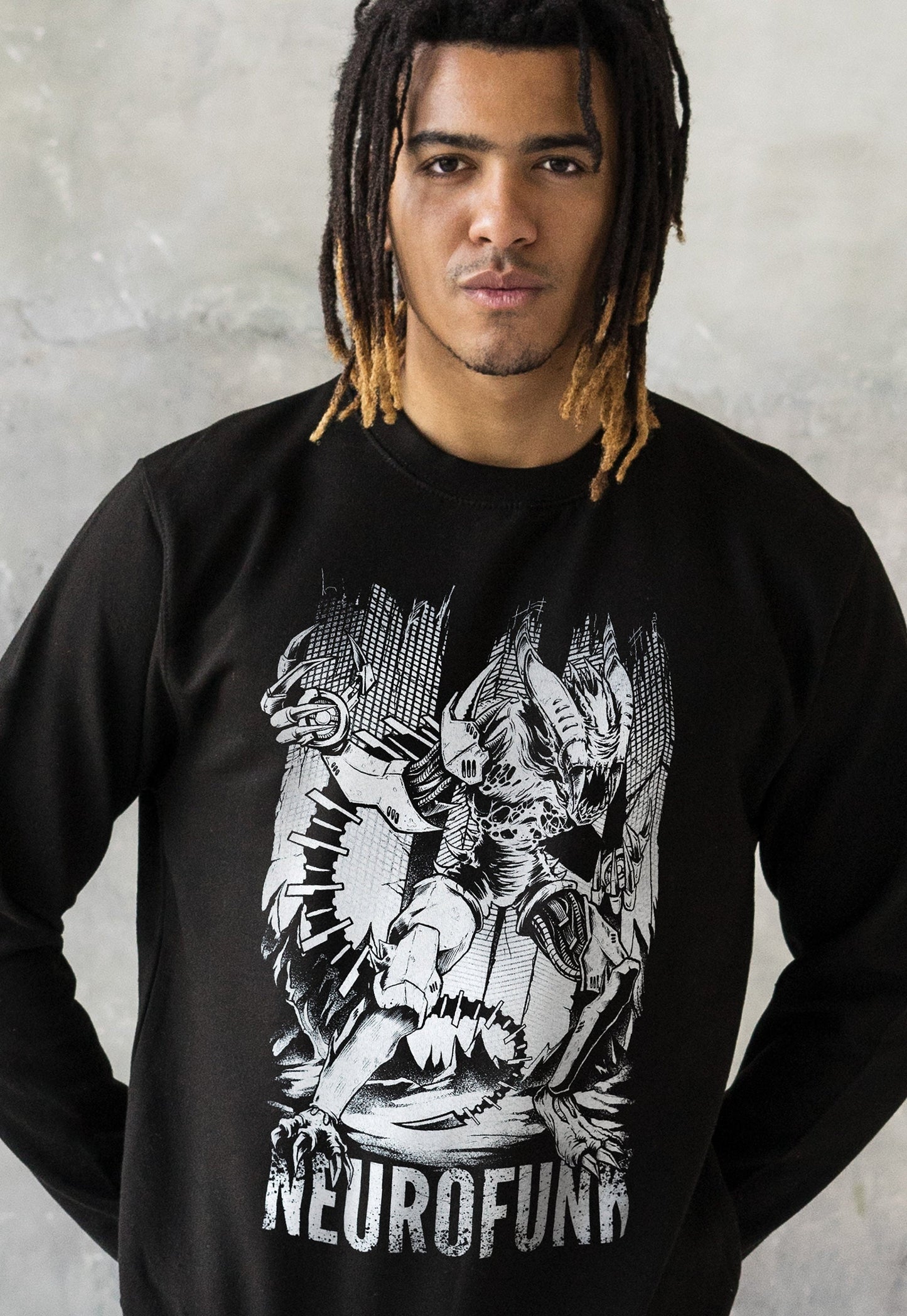 Neurofunk Invasion Sweatshirt Alien Junglist Drum and Bass DJ Synth Amen Music Producer Festival Mens Sweatshirt Sweater Pullover Jumper Top