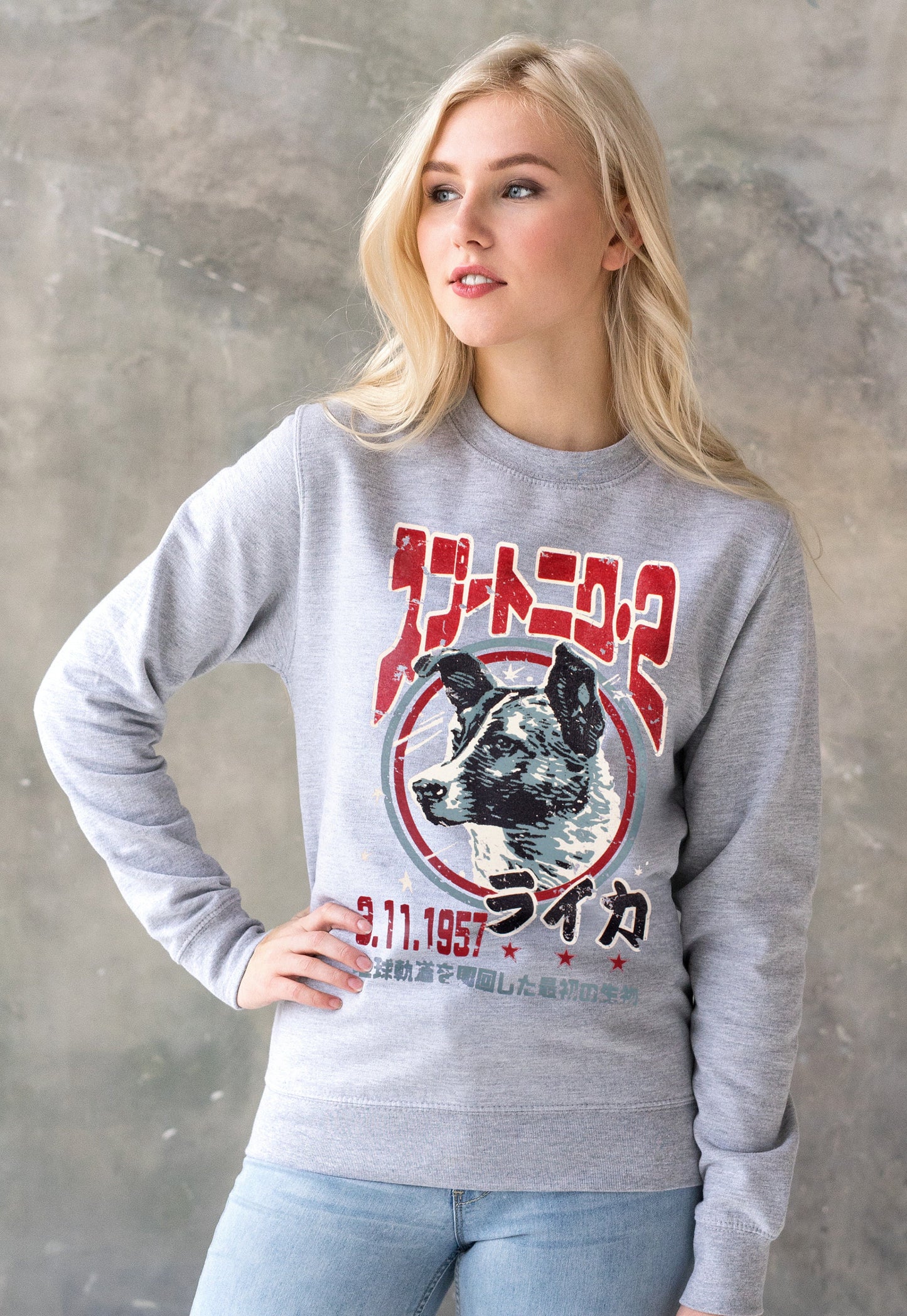 Laika The Space Dog Sweatshirt Japanese USSR CCCP Soviet Japan Retro Space Science Cosmos Mens Womens Screen Printed Pullover Jumper Sweater
