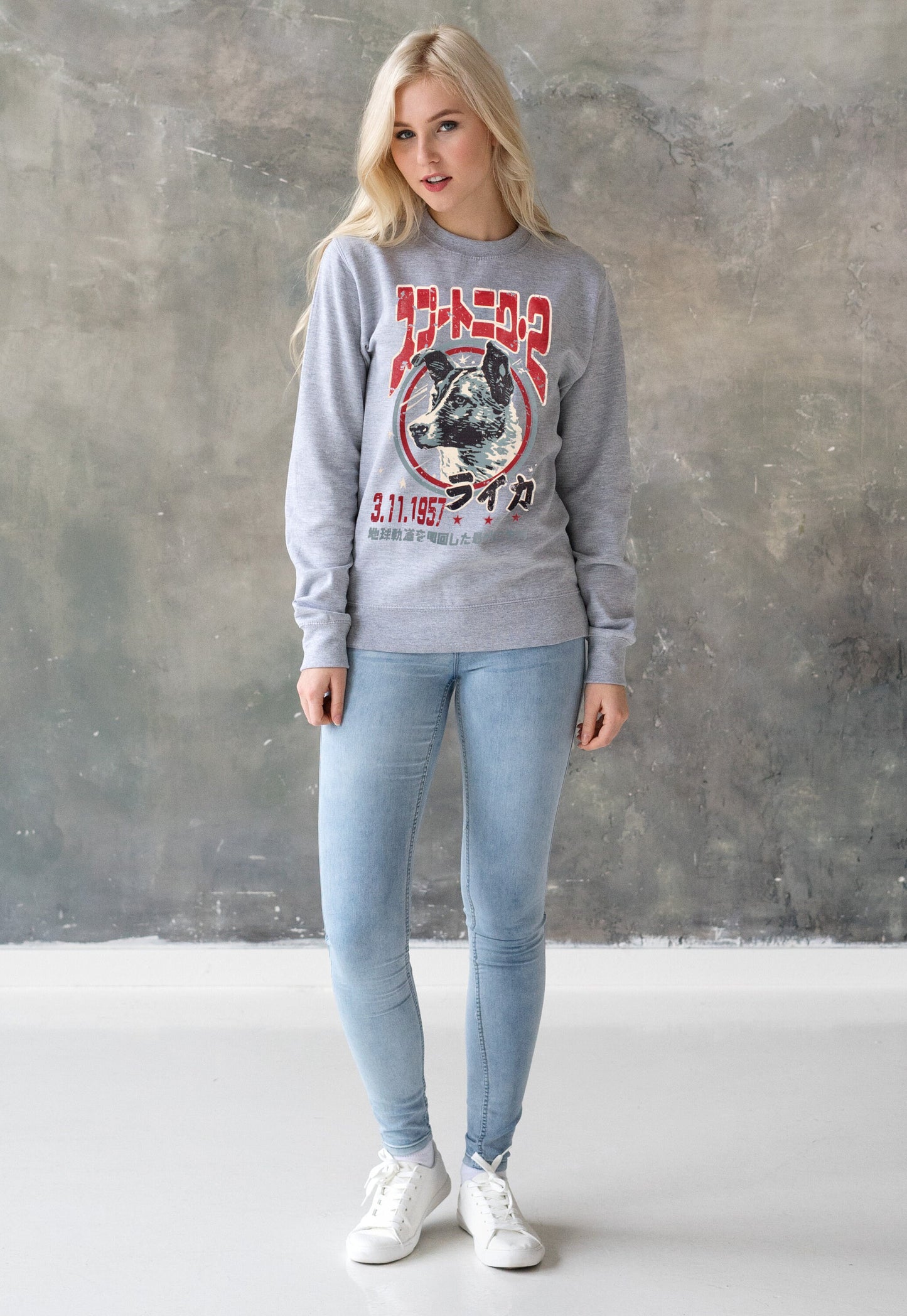 Laika The Space Dog Sweatshirt Japanese USSR CCCP Soviet Japan Retro Space Science Cosmos Mens Womens Screen Printed Pullover Jumper Sweater