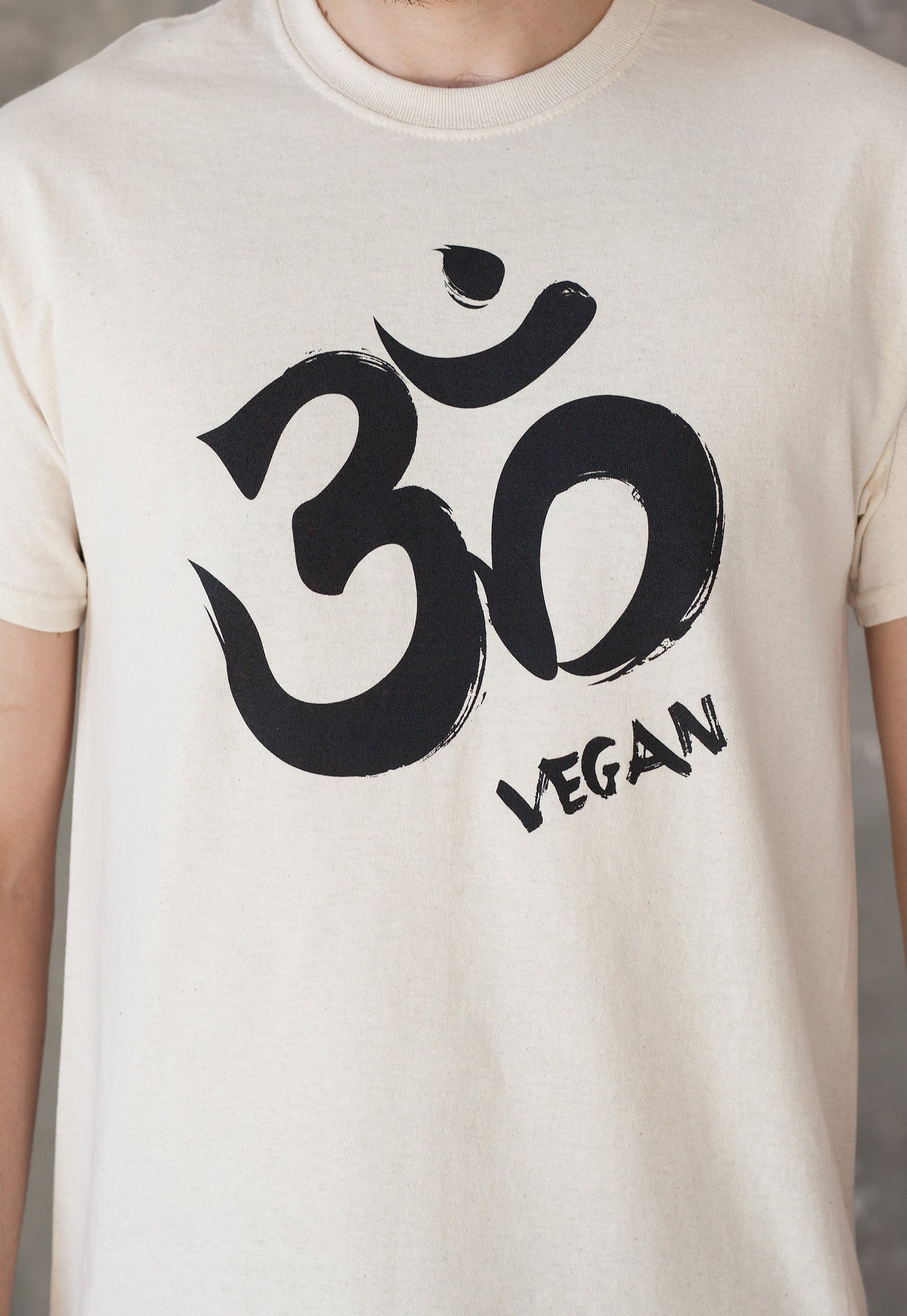 Vegan T Shirt - Om Vegetarian Edgy Veggie Animal Rights Ohm Aum Yoga Meditation Sanskrit Peace Activist Lotus Men's Women's Printed Top Tee