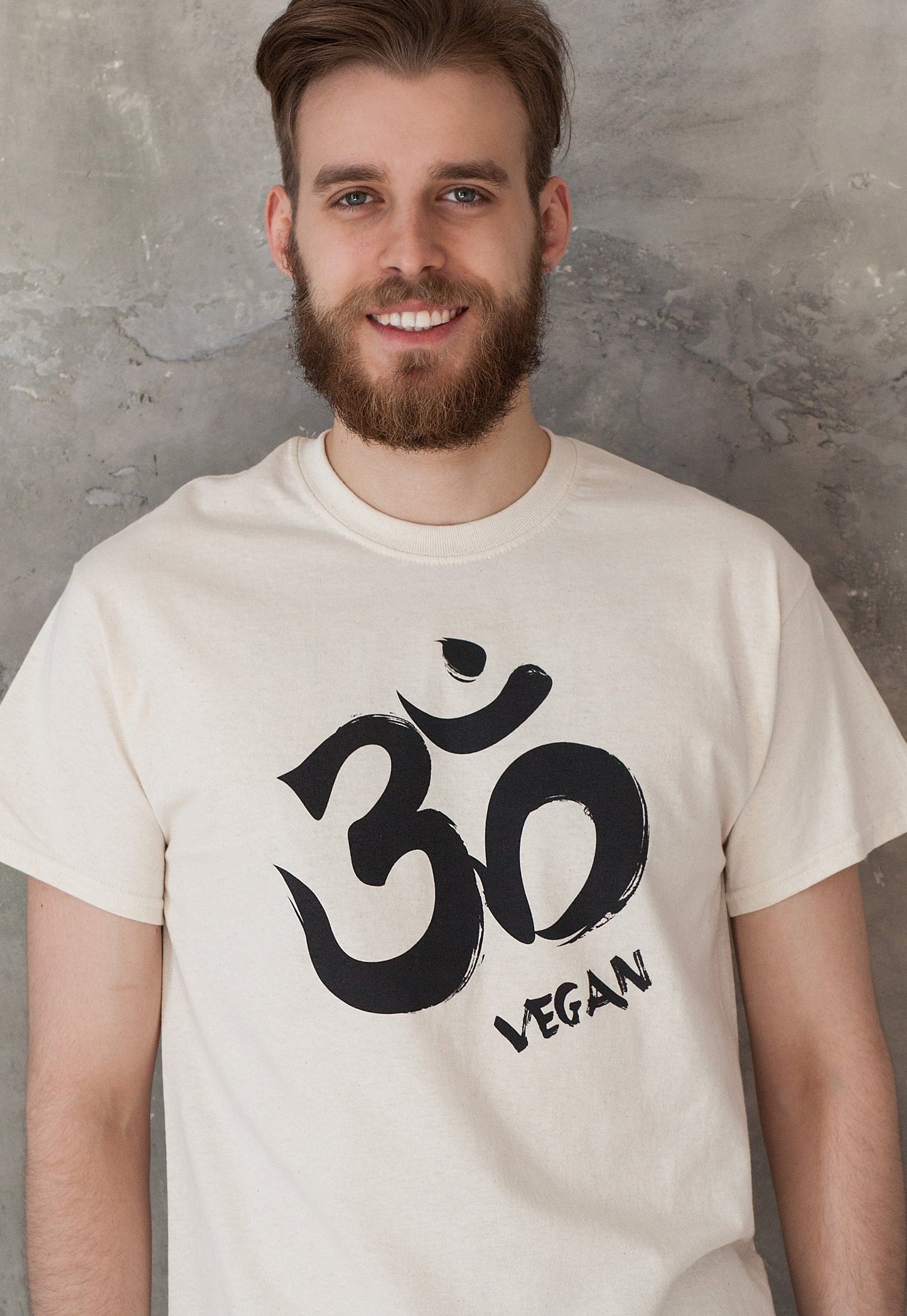 Vegan T Shirt - Om Vegetarian Edgy Veggie Animal Rights Ohm Aum Yoga Meditation Sanskrit Peace Activist Lotus Men's Women's Printed Top Tee