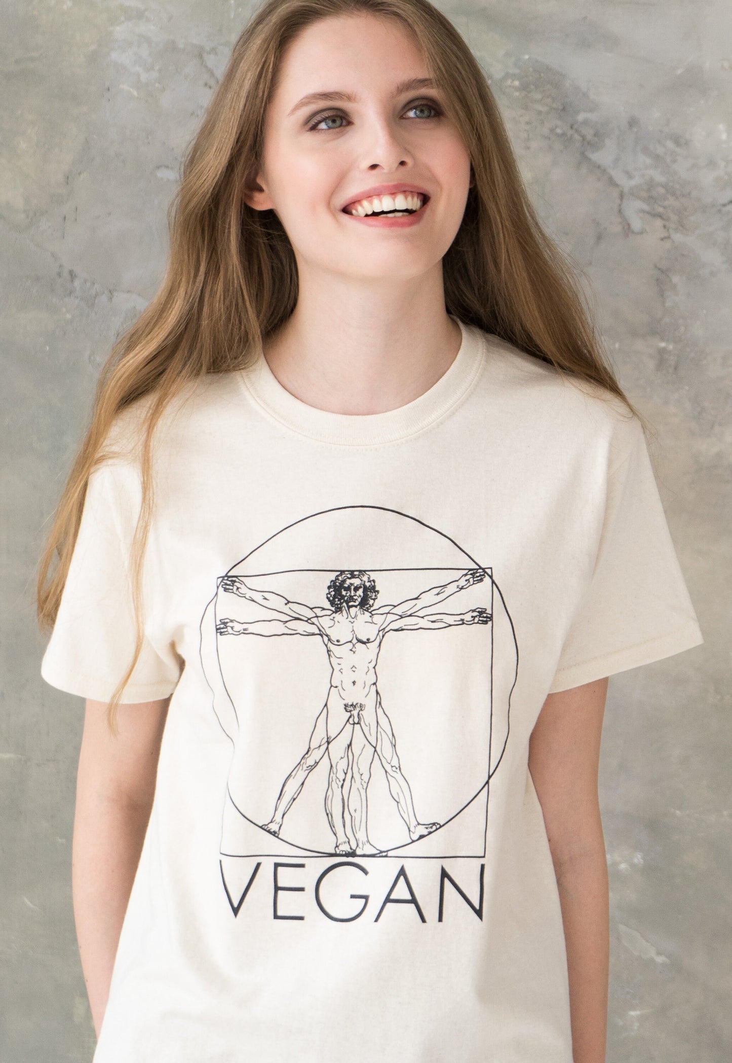 Vegan T Shirt Da Vinci Vitruvian Man Sketch Drawing Art Geometric Minimalist Veganism Veggie AF Understated Womens Mens Graphic Printed Tee