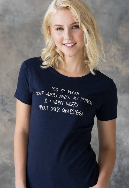 Vegan Protein T Shirt Organic Cotton Veggie Veganism Pretty Cute Animal Rights Typo Compassion Funny Ironic Slogan Activist Womens Girls Tee