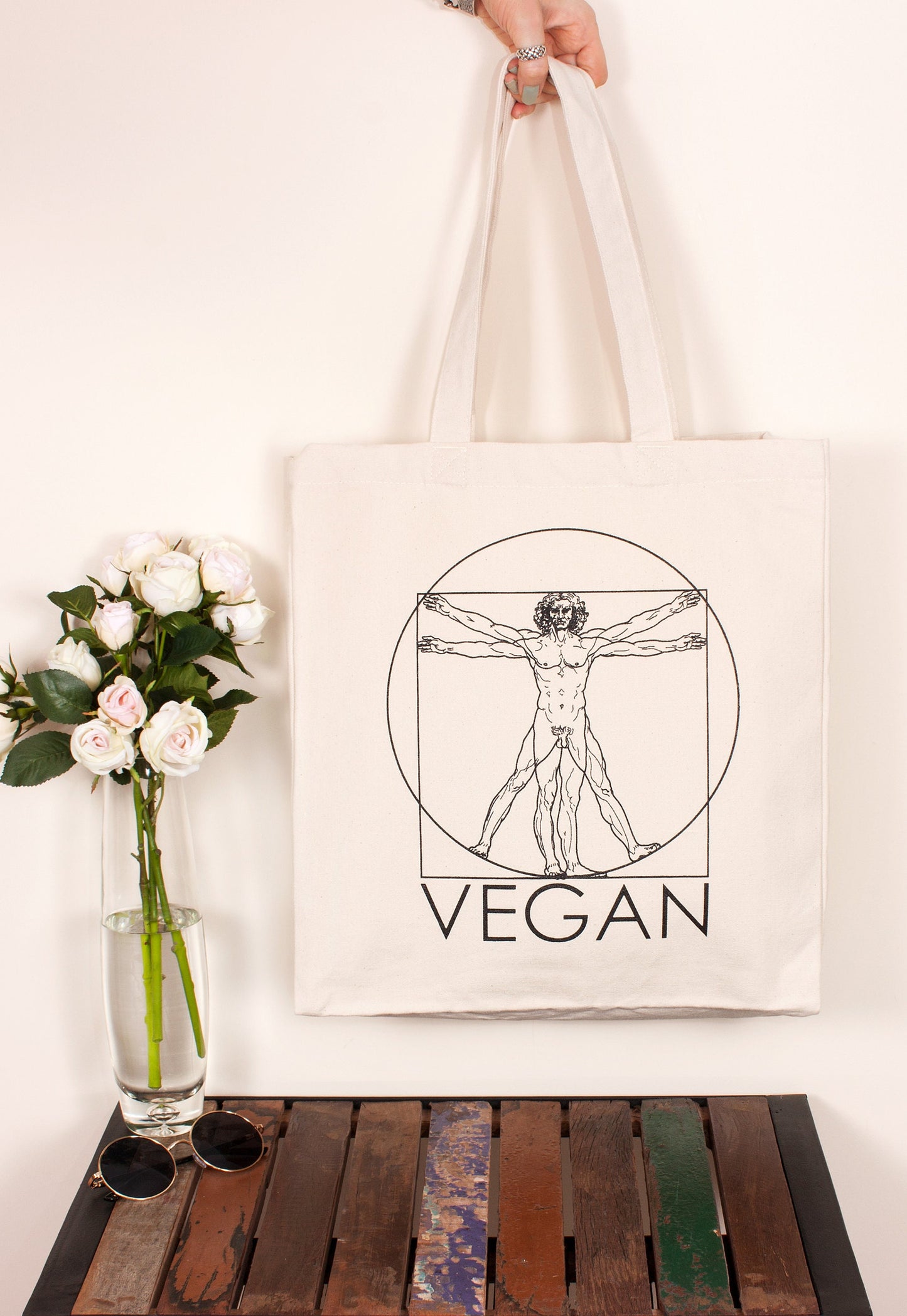 Vegan Tote Bag - Art Typography Slogan Minimalist Design Cotton Canvas Tote Da Vinci Drawing Sketch Shopper Bag Printed Eco Friendly Market