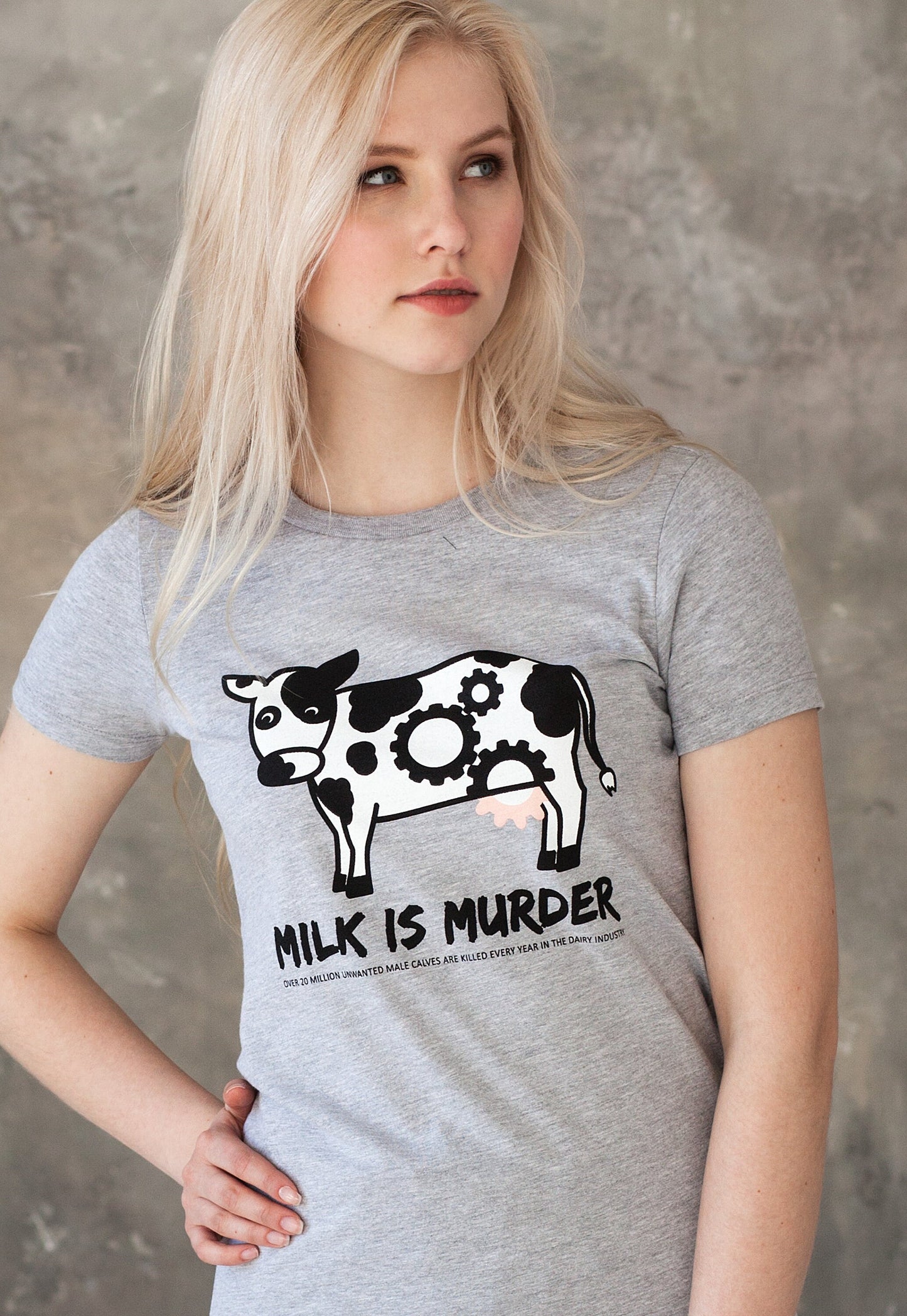 Milk Is Murder Vegan T Shirt Cow Edgy Veggie Animal Liberation Rights Anti Meat Dairy Milk Activist Herbivore Plant Powered Womens Tee Shirt