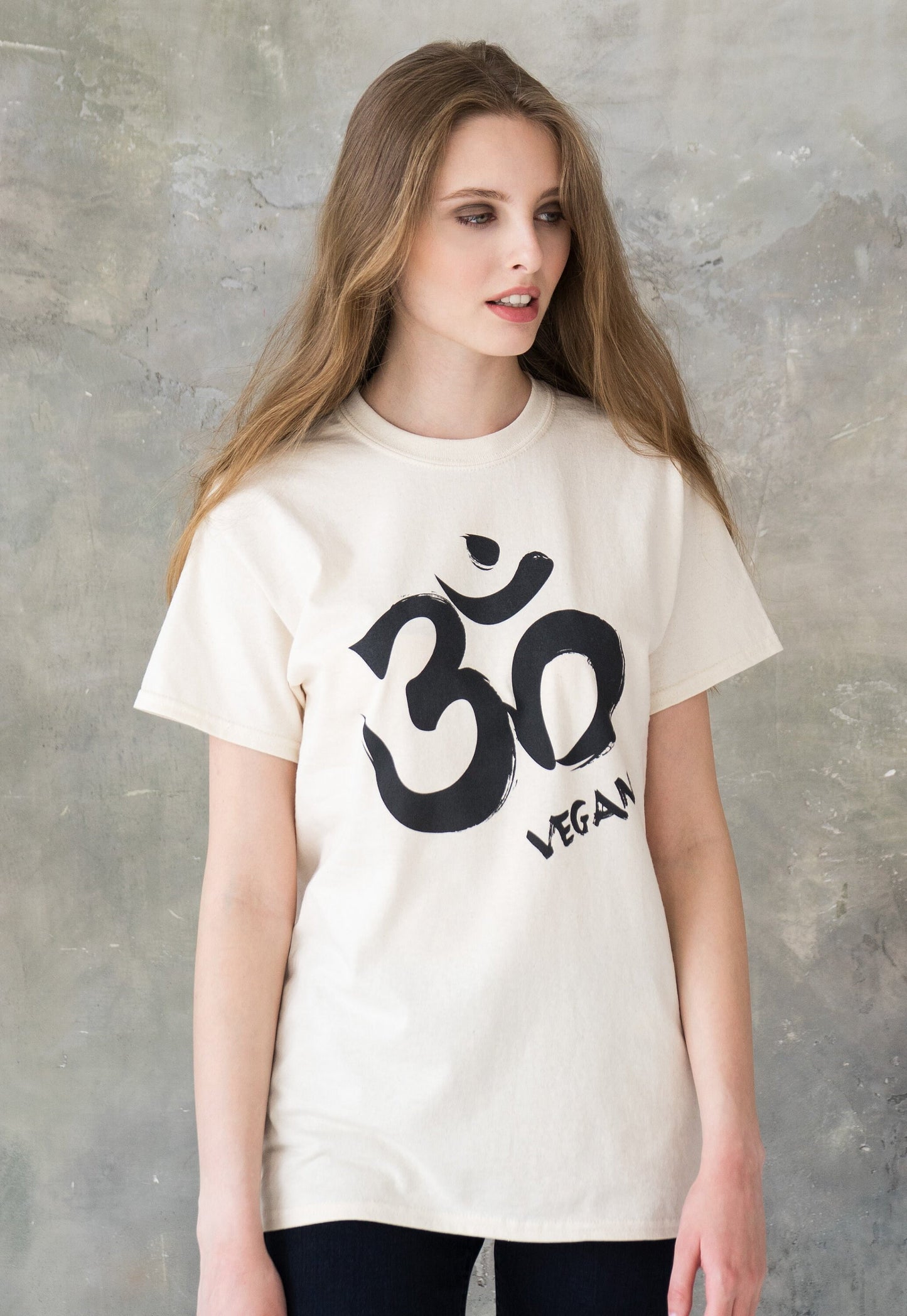 Vegan T Shirt - Om Vegetarian Edgy Veggie Animal Rights Ohm Aum Yoga Meditation Sanskrit Peace Activist Lotus Men's Women's Printed Top Tee