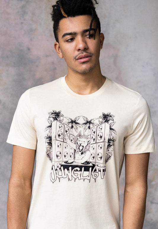 Junglist Lion DJ T Shirt Jungle Massive Drum and Bass & Synth Amen Break Breakbeat EDM UK Garage Music Producer Festival Mens Printed Tee