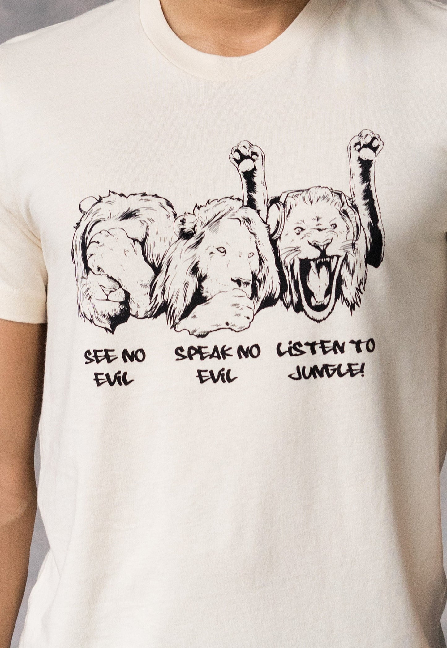 Junglist Lions T Shirt Jungle Massive Drum and Bass DJ & Synth Music Amen DnB Breakbeat Synth EDM Music Producer Festival Mens Printed Tee