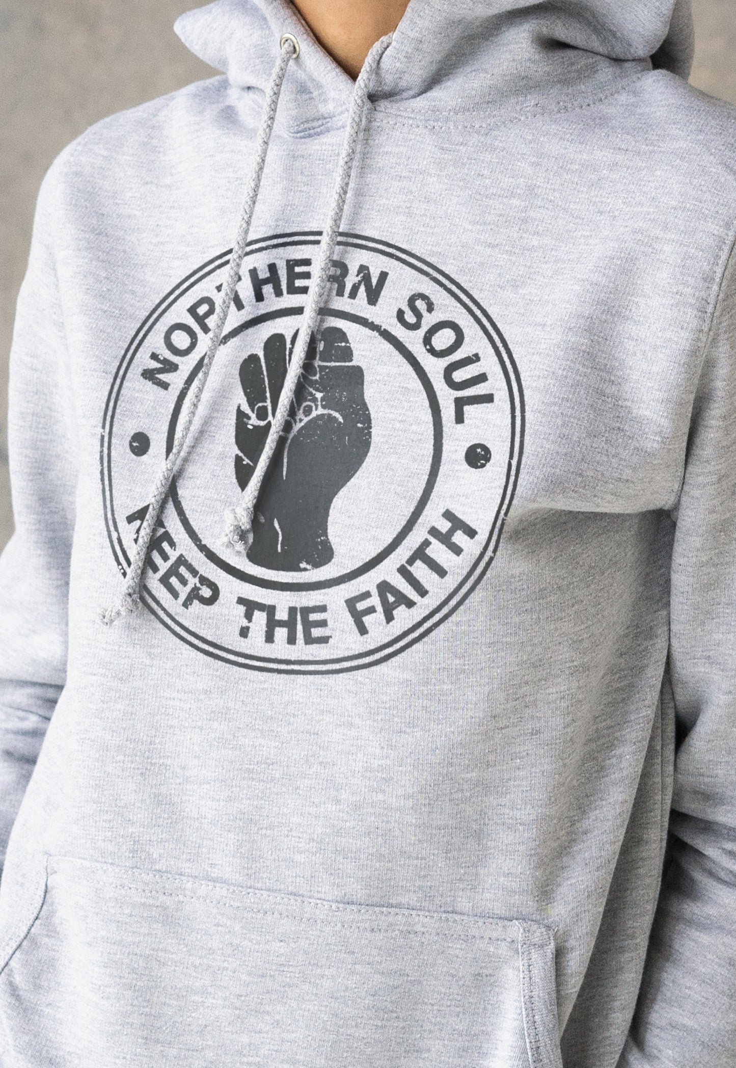 Northern Soul Keep The Faith Hoodie Fist Logo Burnout Distressed Retro DJ 60s 70s Mod Mods Music Womens Girls Sweatshirt Printed Hooded Top