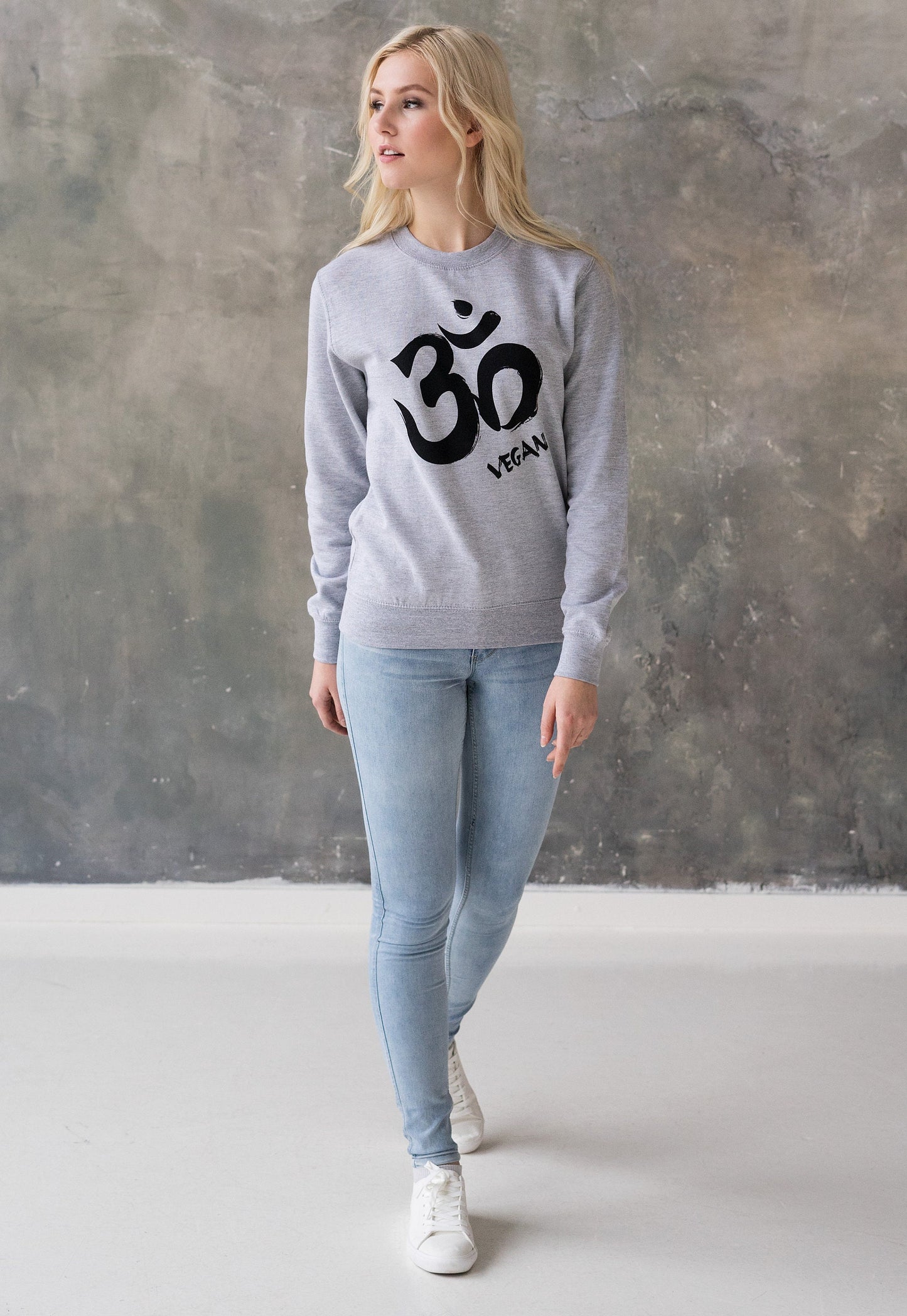 Om Vegan Sweatshirt Sanskrit Herbivore Slogan Hindu Hinduism Lotus Mandala Compassion Peace Men's Women's Unisex Graphic Printed Top Jumper