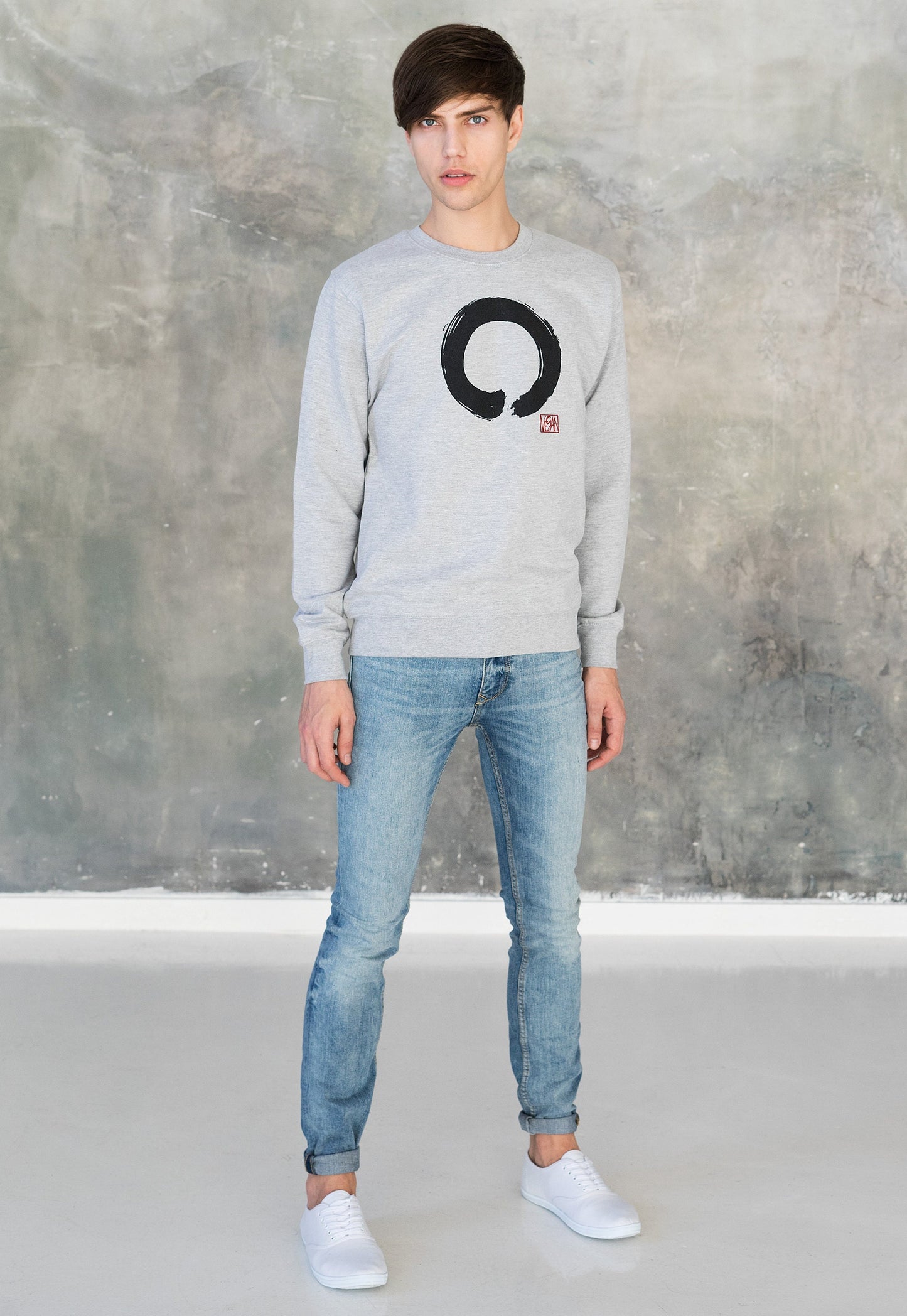 Vegan Sweatshirt - Enso Buddhist Circle - Vegetarian Veggie Buddhist Buddhism Wabi Sabi Zen Peace Men's Women's Graphic Printed Top Jumper