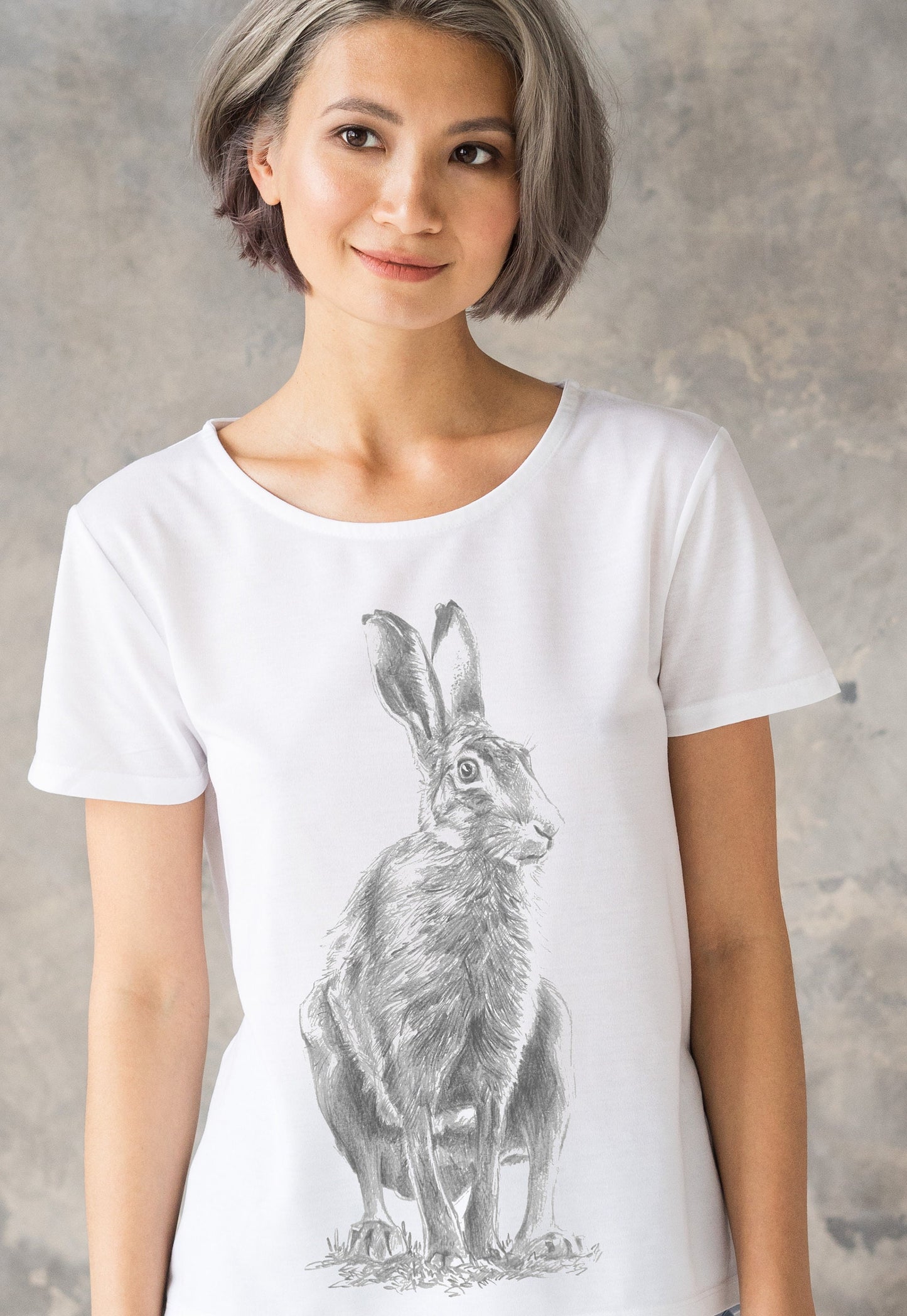 Wild Hare T Shirt Artist Pencil Sketch Drawing Animal Print Rabbit Forest Nature Cute Pretty Vegan Forest Womens Girls Graphic Printed Tee