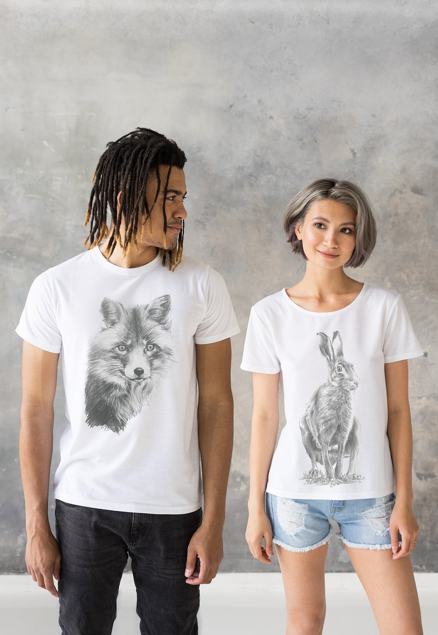 Wild Hare T Shirt Artist Pencil Sketch Drawing Animal Print Rabbit Forest Nature Cute Pretty Vegan Forest Womens Girls Graphic Printed Tee