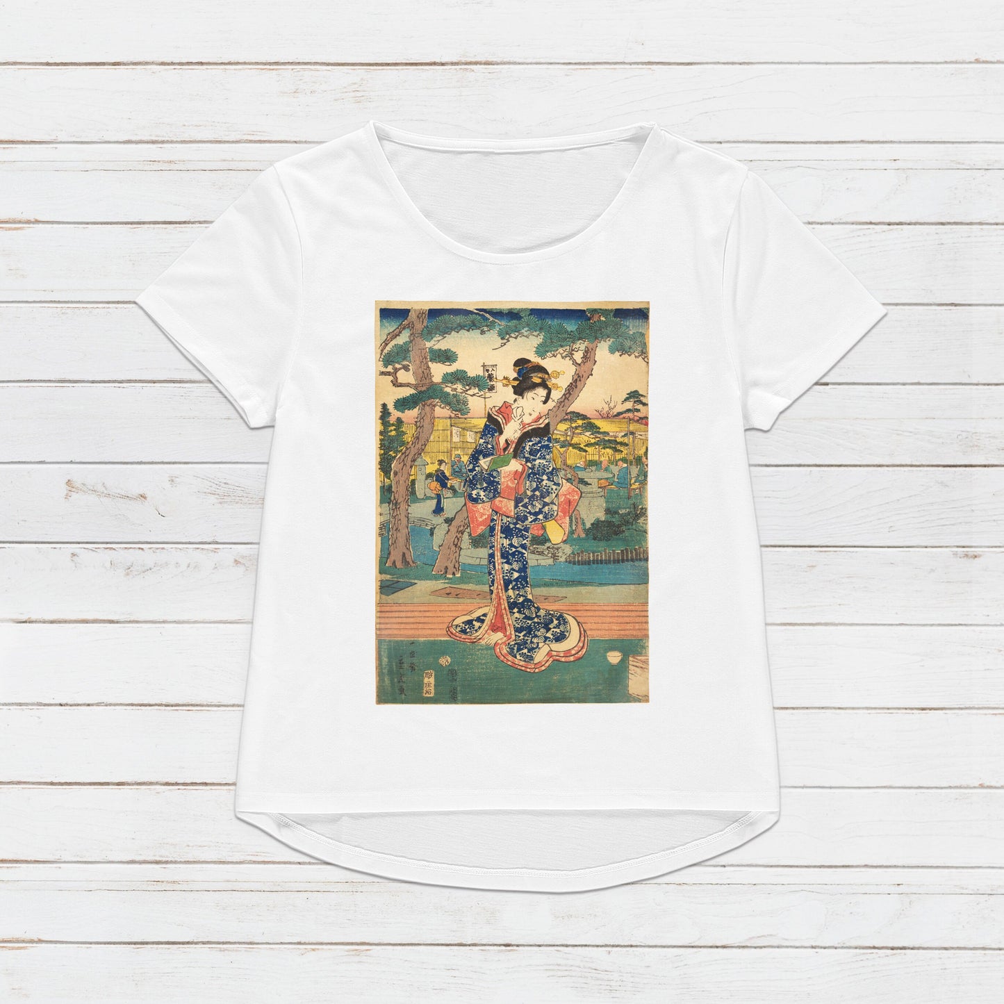 Japanese Ukiyo-e T Shirt Woodblock Art Hiroshige Tokyo Geisha Geiko Maiko Japan Kanji Calligraphy Womens Mens Graphic Printed Tee