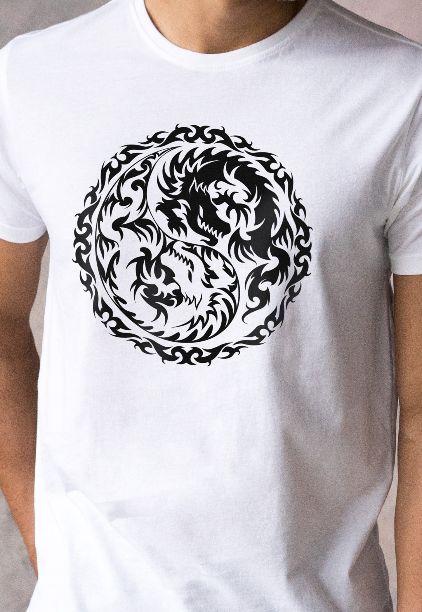 Yin Yang Dragons T Shirt - Dragon Taoism Traditional Japanese Chinese Yoga Zen Martial Arts Tai Chi Taijitu Mens Womens Screen Printed Tee