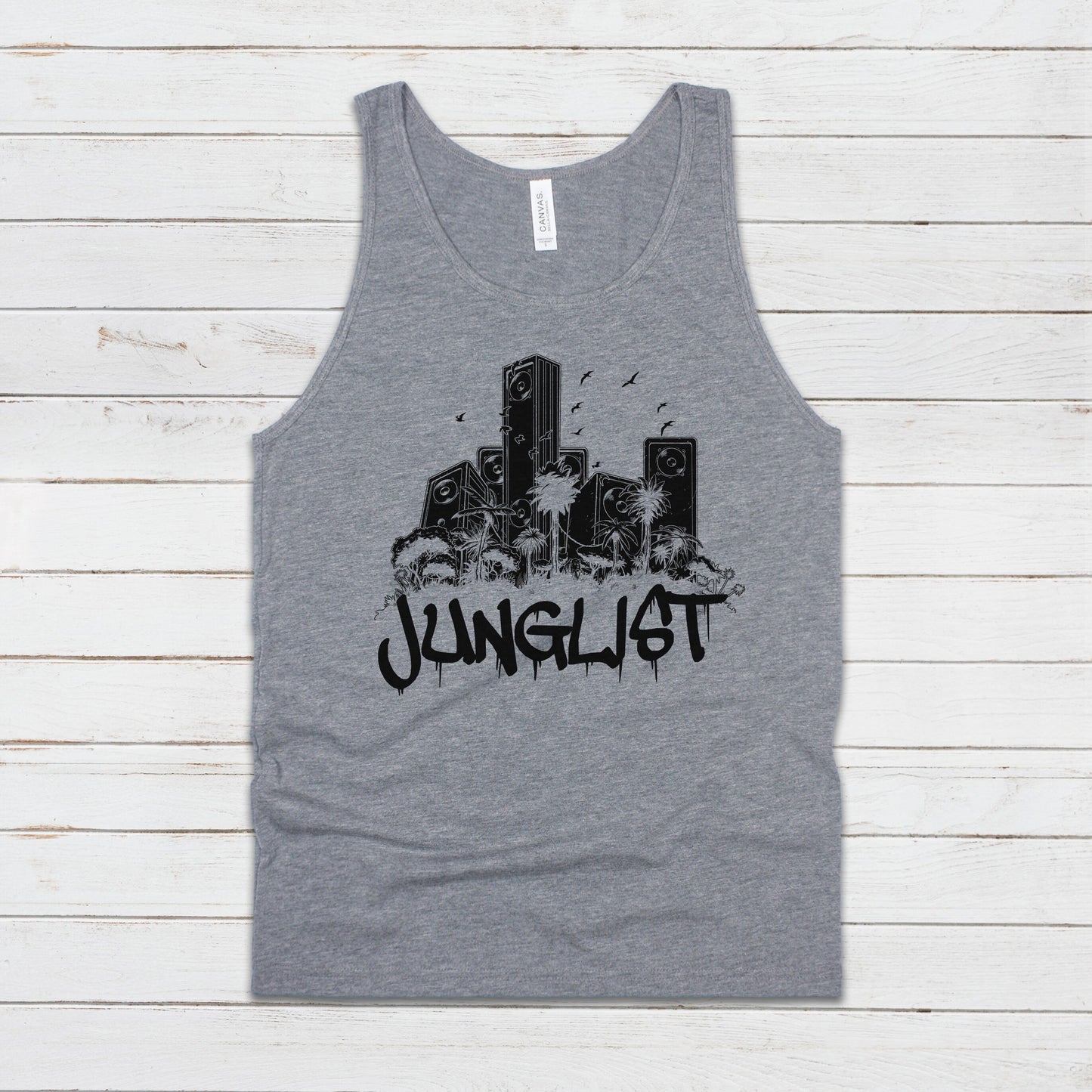 Junglist Sound System Tank Top Jungle Drum and Bass DJ EDM Synth Music Producer Gym Yoga Festival Mens Womens Graphic Printed Cami Vest Tee