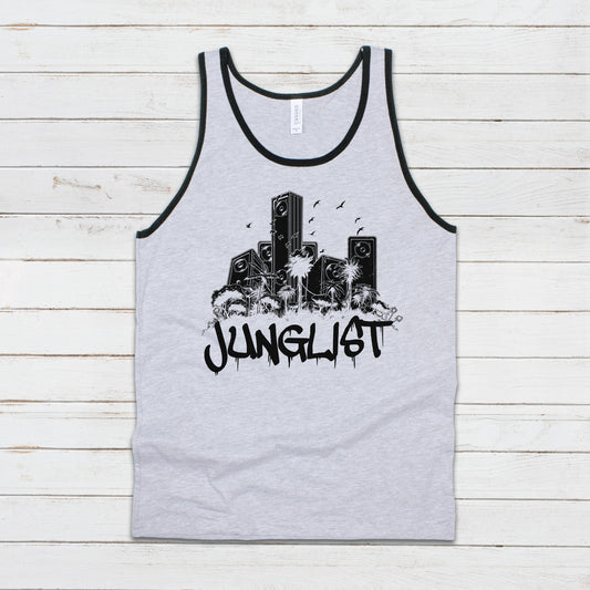 Junglist Sound System Tank Top Jungle Drum and Bass DJ EDM Synth Music Producer Gym Yoga Festival Mens Womens Graphic Printed Cami Vest Tee