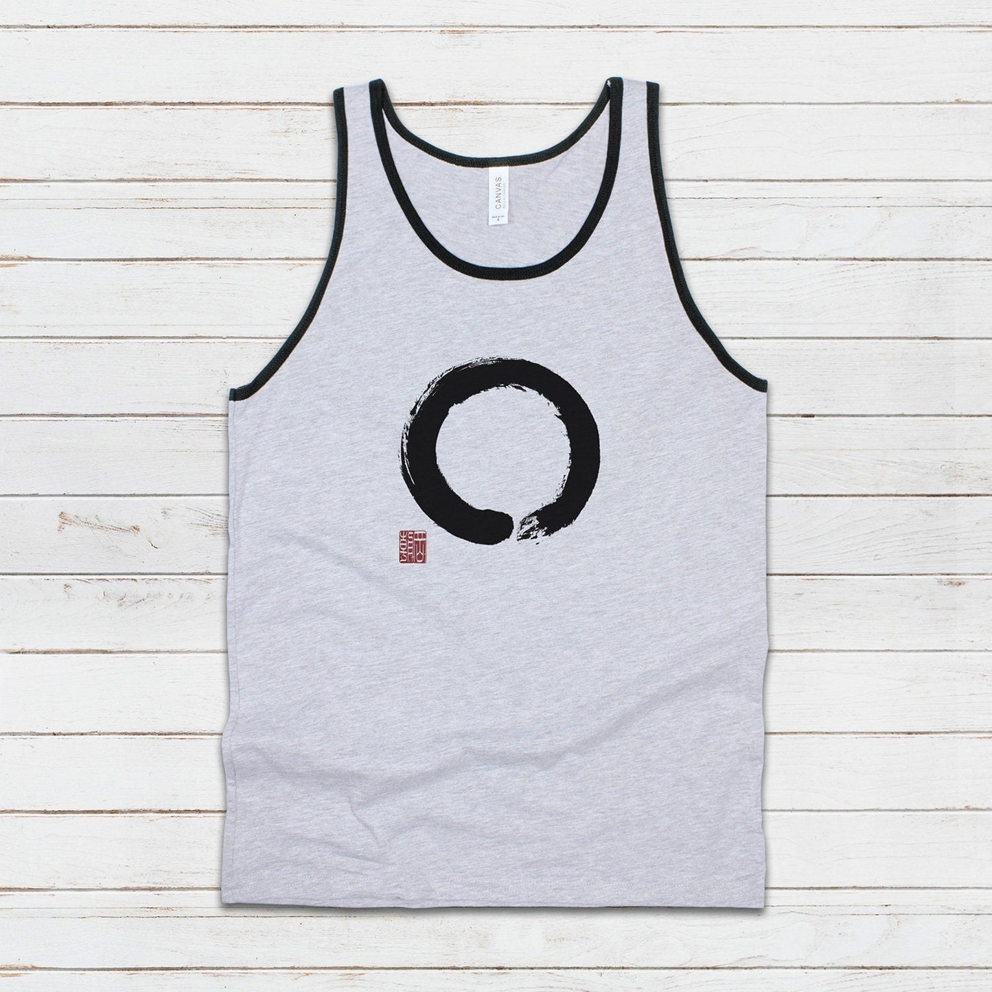Japanese Calligraphy Tank Top - Enso Circle Buddism Buddhist Japan Traditional Art Martial Arts Anime Manga Mens Womens Printed Vest Cami