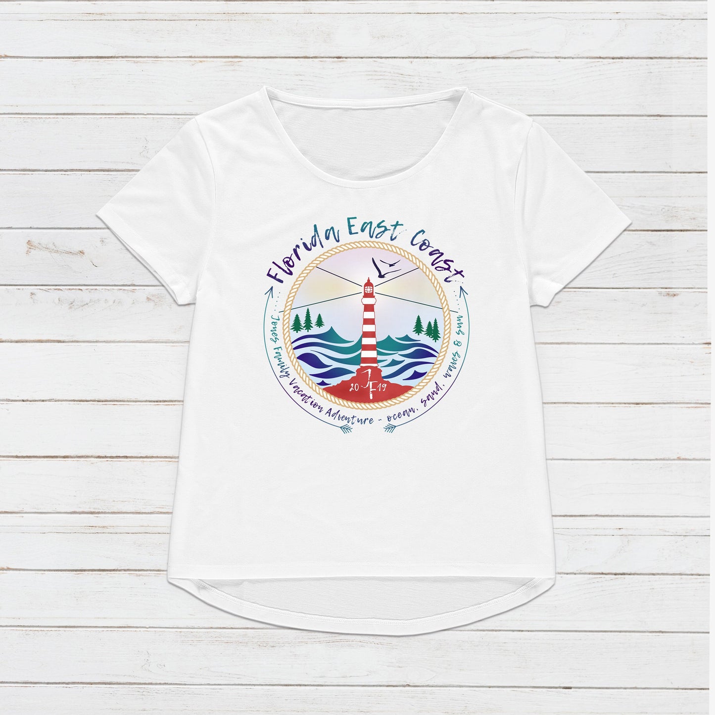 Custom Vacation T Shirt Family Adventure Personalized Name Message Text Country Beach Camping BBQ Lighthouse Airplane Squad Women's Mens Tee