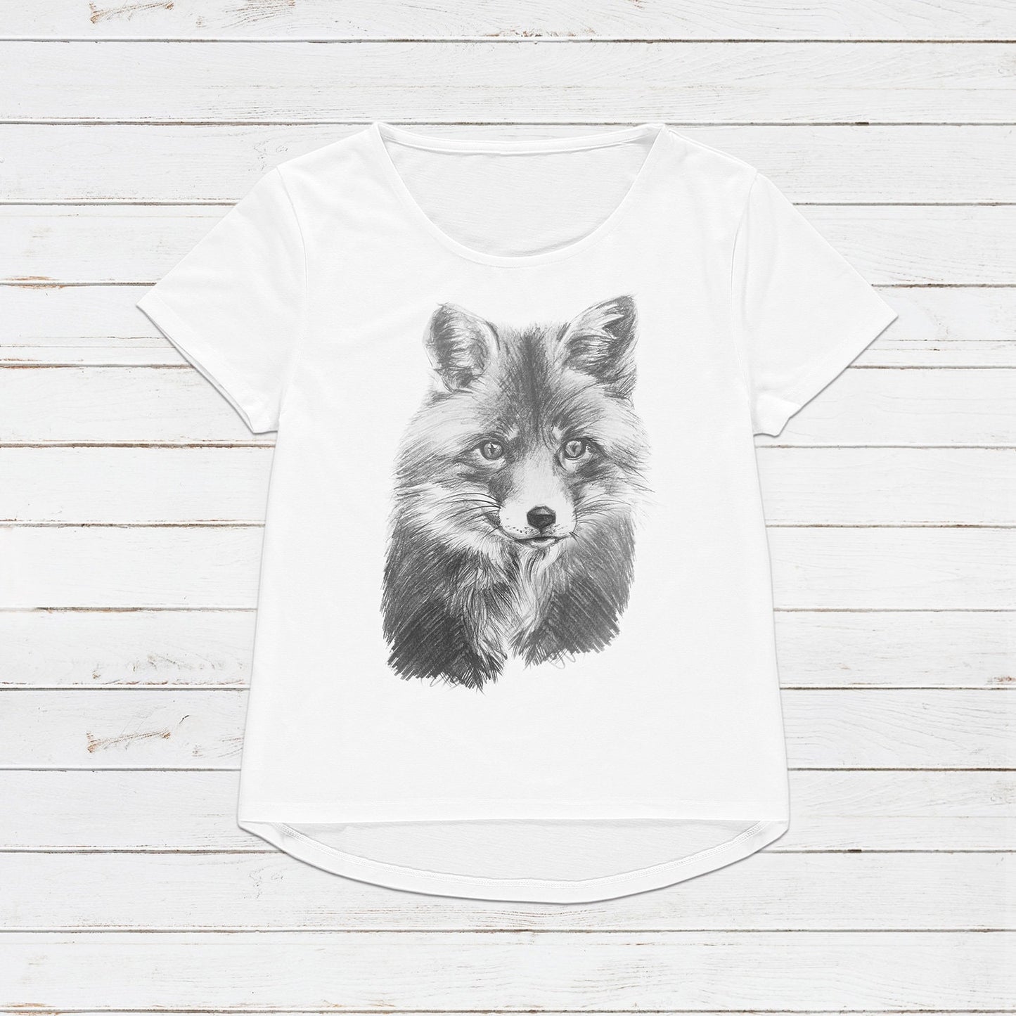 Fox T Shirt Artist Pencil Sketch Drawing Fox Cub Vegan Animal Animals Cute Veggie Forest Nature Men's Women's Unisex Graphic Printed Top Tee