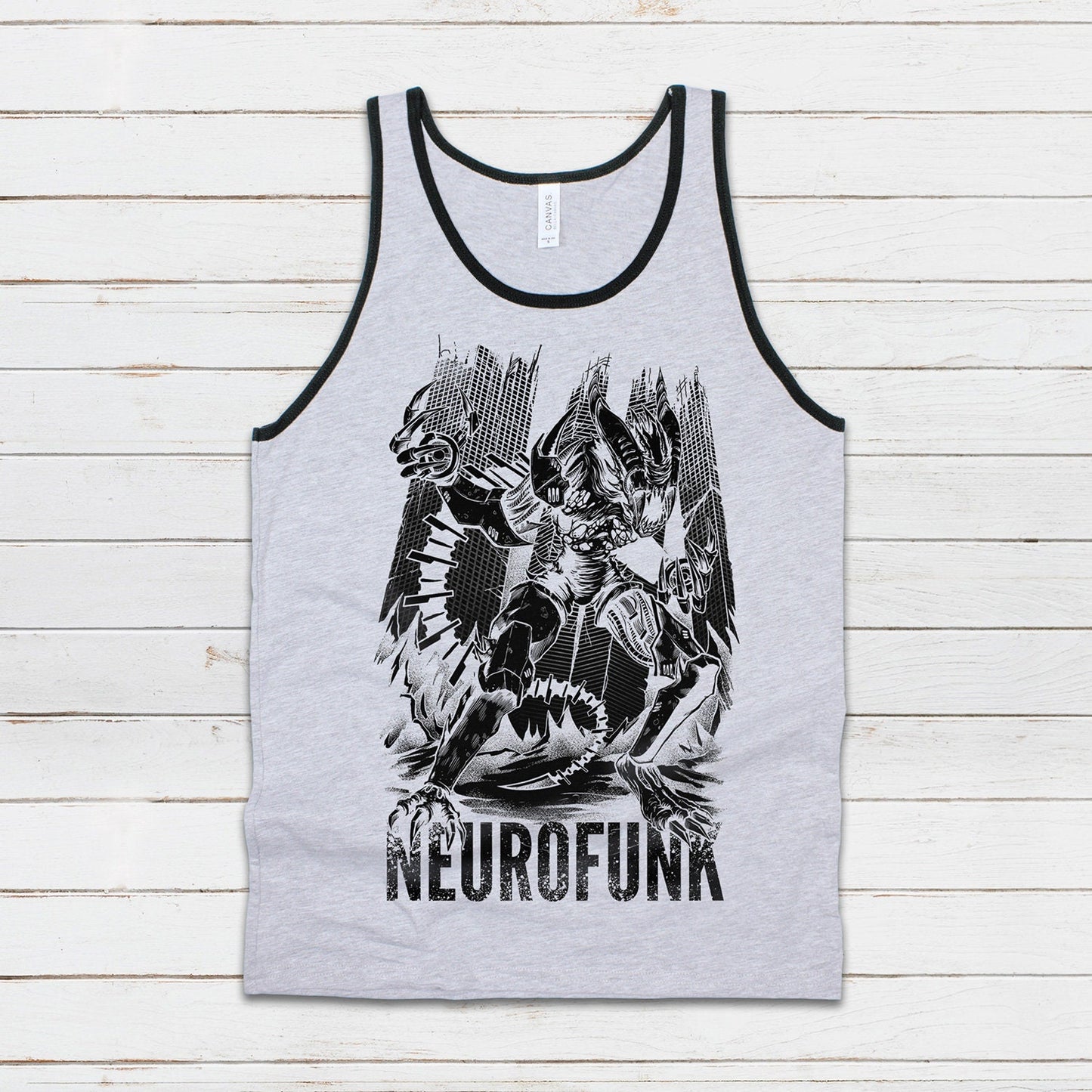Neurofunk Invasion Tank Top Alien Junglist Jungle Drum and Bass DJ Synth Music Producer Festival Mens Womens Graphic Printed Cami Vest Tee