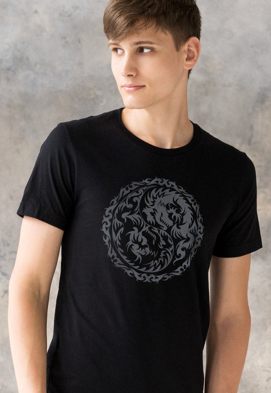Yin Yang Dragons T Shirt Taoism Chinese Japanese Japan Dragon Taijitu Martial Arts Yoga Tai Chi Zen Meditation Men's Women's Printed Tee Top