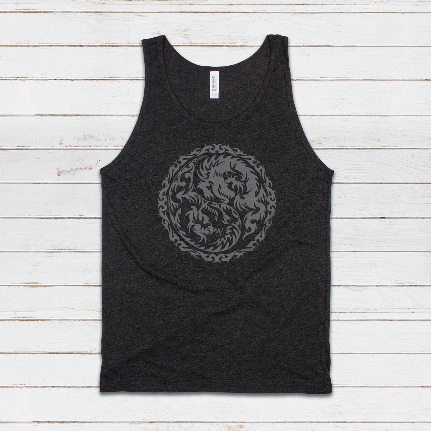 Yin Yang Dragons Tank Top Dragon Taoism Japanese Chinese Zen Yoga Gym Casual Martial Arts Taijitu Women's Mens Printed Cami Tee Vest T Shirt
