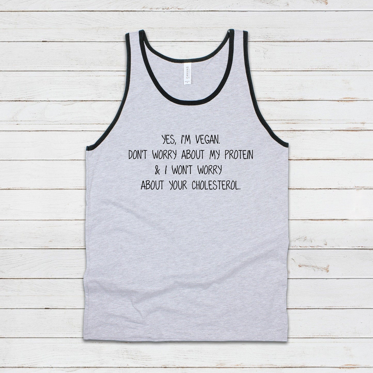 Vegan Protein Tank Top Funny Ironic Sarcasm Vegetarian ALF Animal Rights Liberation Be Kind Climate Change Mens Womens Printed Vest Cami Tee