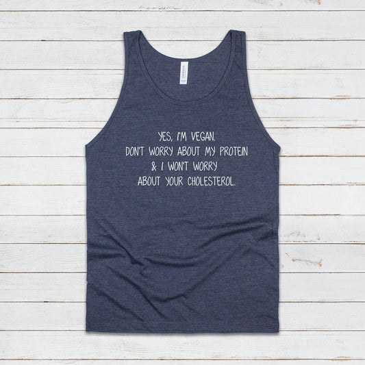 Vegan Protein Tank Top Funny Ironic Sarcasm Vegetarian ALF Animal Rights Liberation Be Kind Climate Change Mens Womens Printed Vest Cami Tee