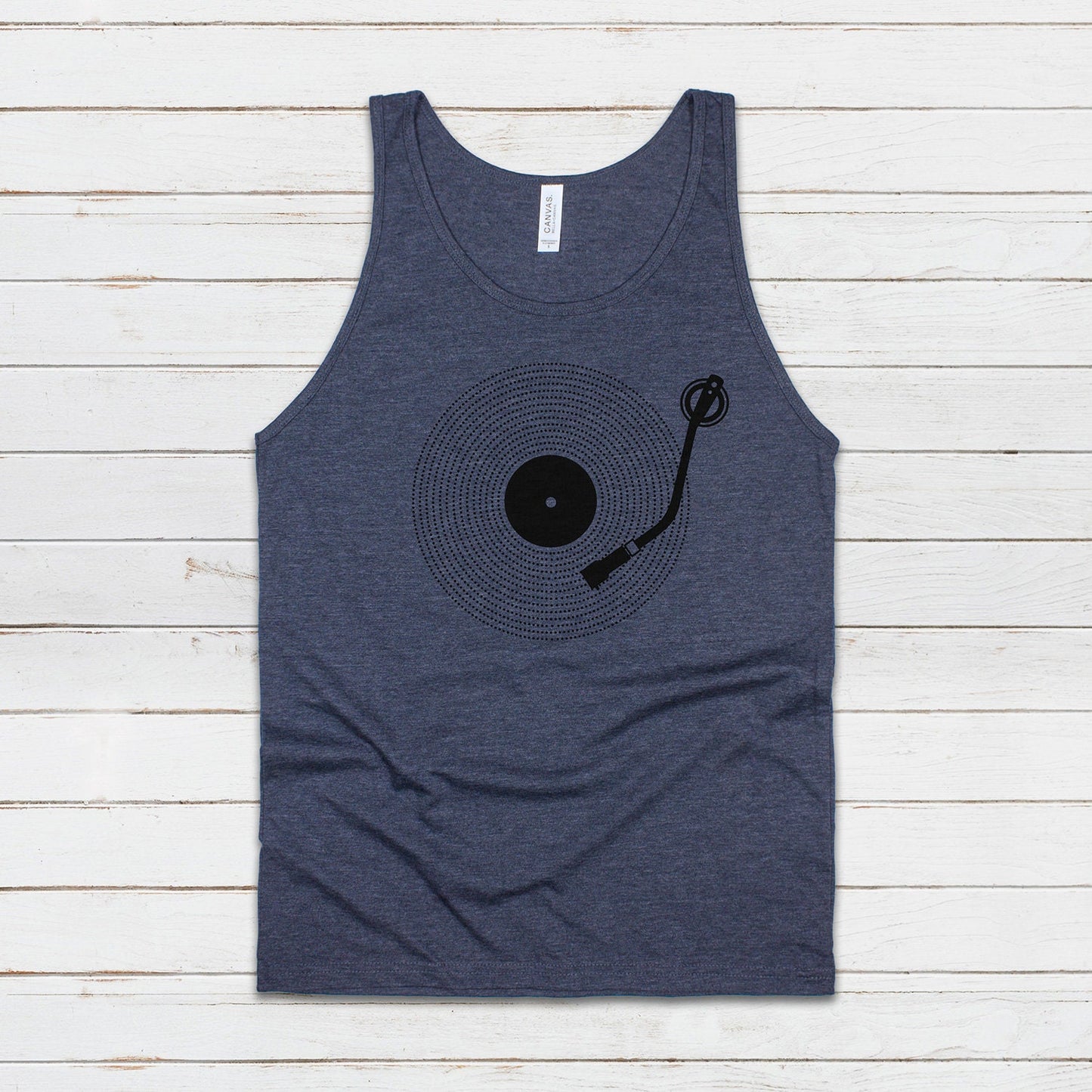 Turntable Tank Top LP Vinyl Record Player DJ Deck Decks Drum and Bass Junglist & Synth Music DnB Festival Mens Womens Printed Cami Vest Tee