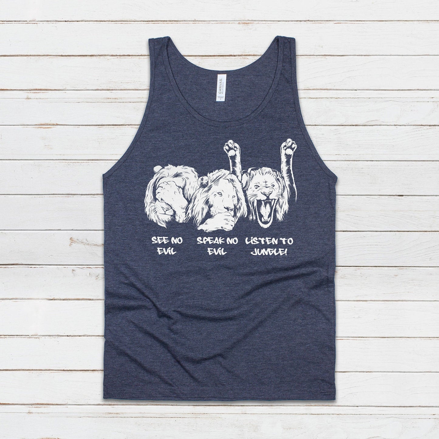 Listen To Jungle Lions Tank Top Junglist See Hear Speak No Evil Drum and Bass DJ & n Synth Music Festival Gym Mens Womens Printed Cami Vest