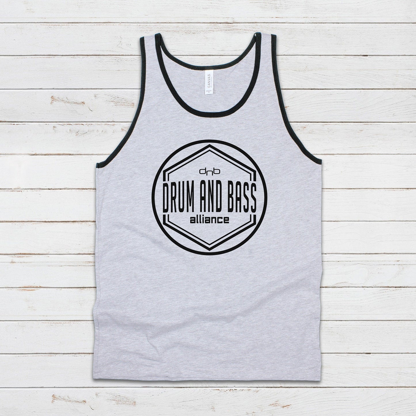 Drum and Bass Alliance Logo Tank Top Jungle Junglist DJ & n DnB Synth Synthesizer Music Producer Festival Mens Womens Printed Cami Vest Tee