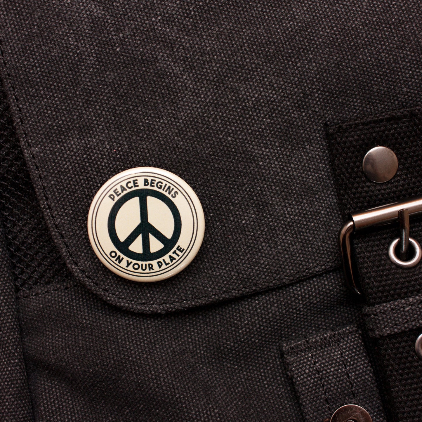 Vegan Badge Peace Begins On Your Plate Vegetarian Animal Liberation Rights ALF AF Veggie 38mm Pin Button Badge Gift Pacifist Activist Slogan