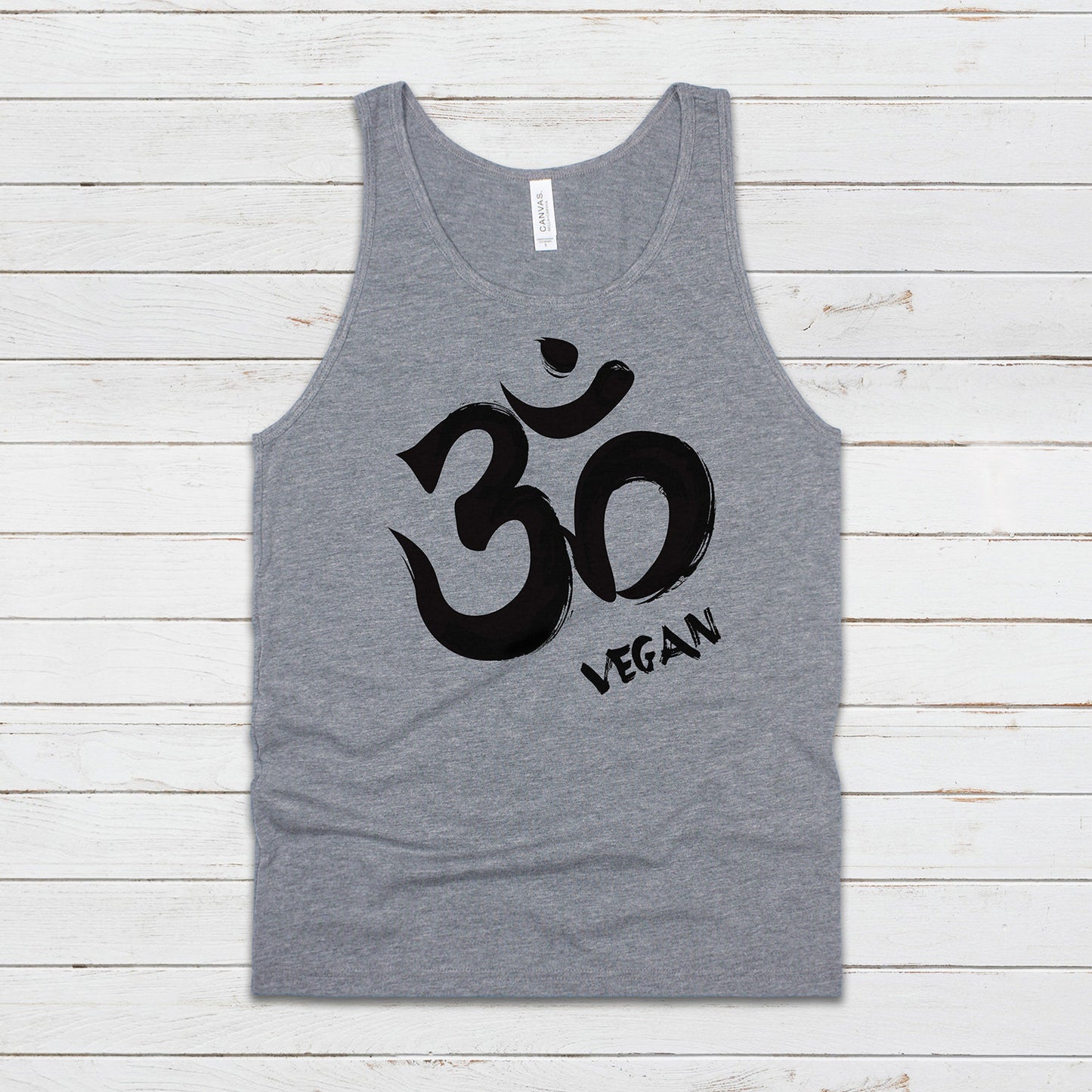 Om Vegan Tank Top Ohm Aum Yoga Meditation Sanskrit Peace Animal Rights Liberation Be Kind Climate Change Mens Womens Printed Vest Cami Tee