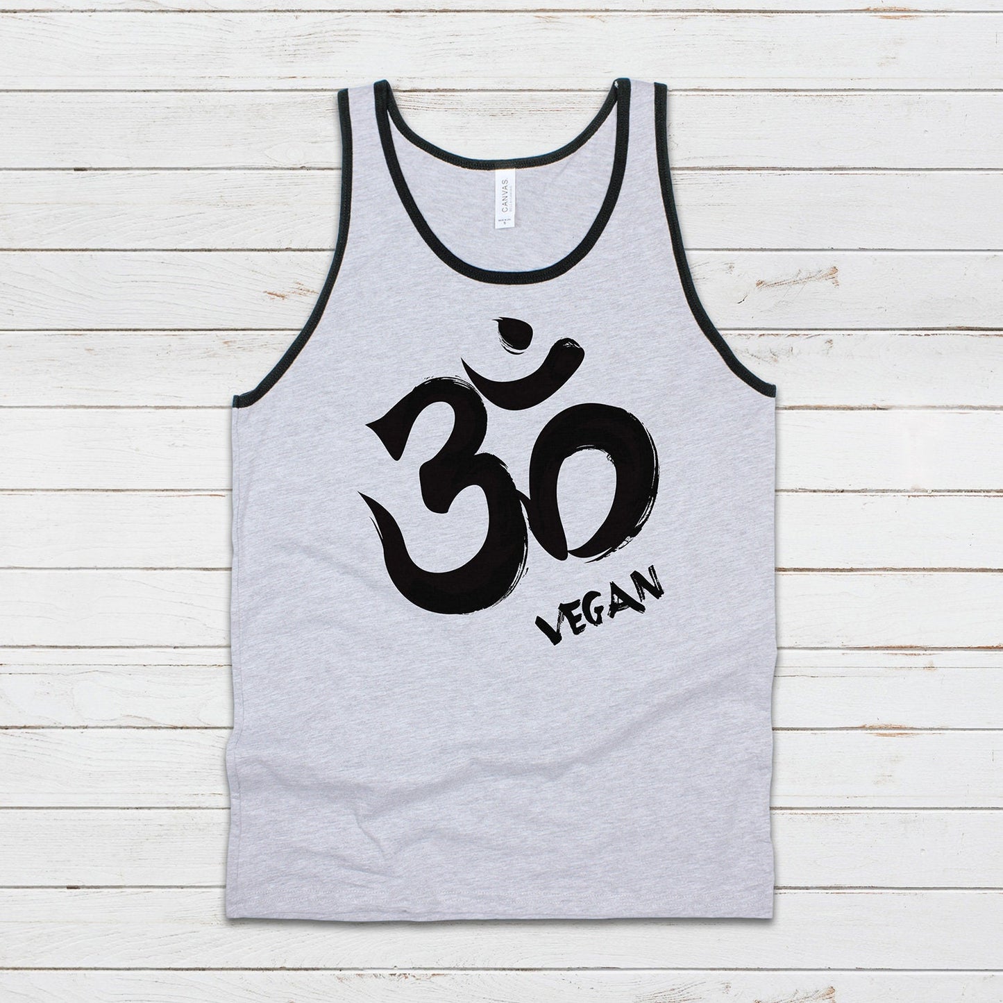 Om Vegan Tank Top Ohm Aum Yoga Meditation Sanskrit Peace Animal Rights Liberation Be Kind Climate Change Mens Womens Printed Vest Cami Tee