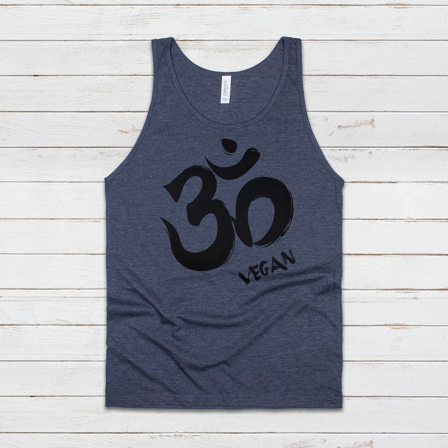 Om Vegan Tank Top Ohm Aum Yoga Meditation Sanskrit Peace Animal Rights Liberation Be Kind Climate Change Mens Womens Printed Vest Cami Tee