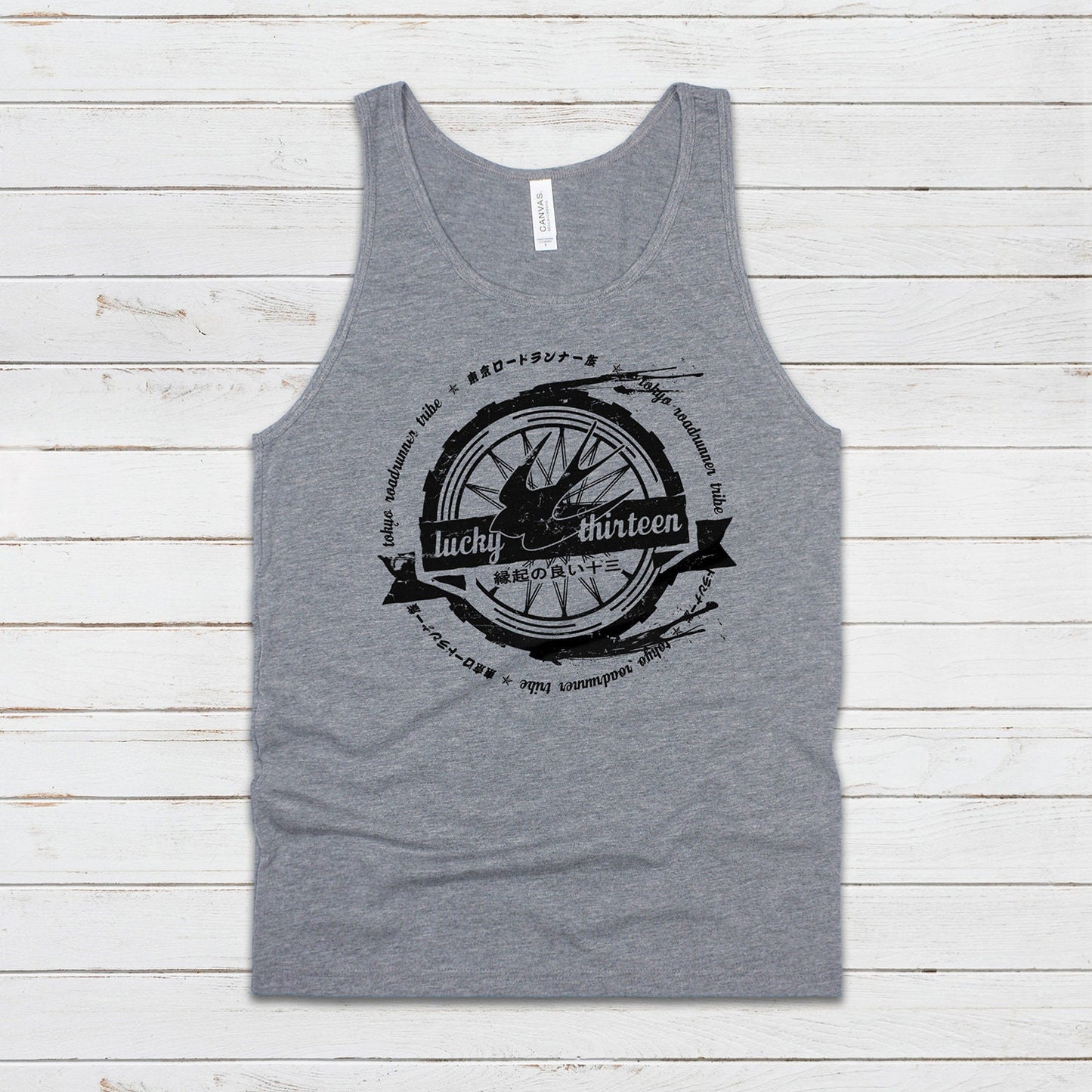 Tokyo Roadrunner Tank Top Japanese Wheel Bike Motorcycle Kaminari Tribe Bosozoku Japan Anime Manga Mens Womens Graphic Printed Cami Vest Tee