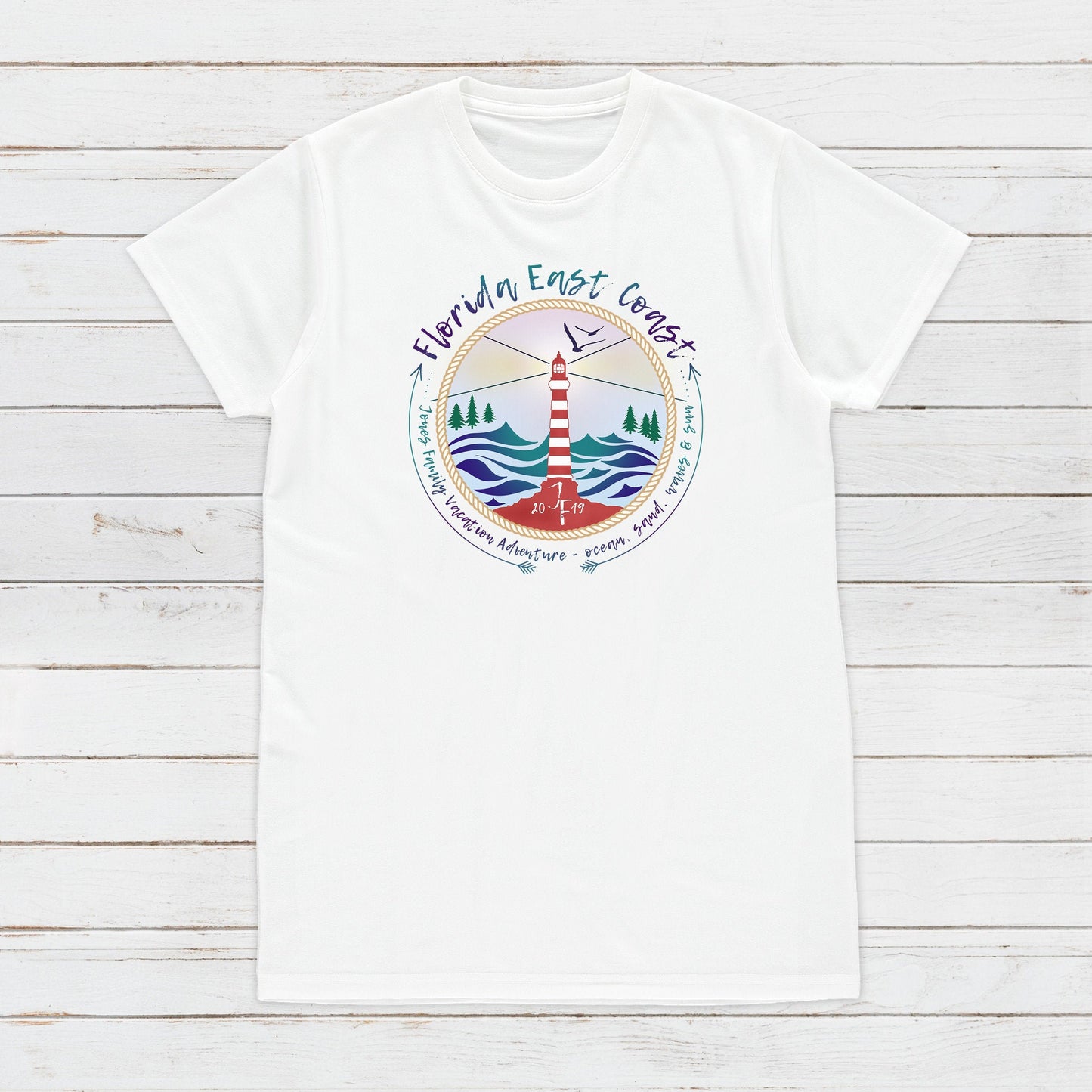 Custom Vacation T Shirt Family Adventure Personalized Name Message Text Country Beach Camping BBQ Lighthouse Airplane Squad Women's Mens Tee