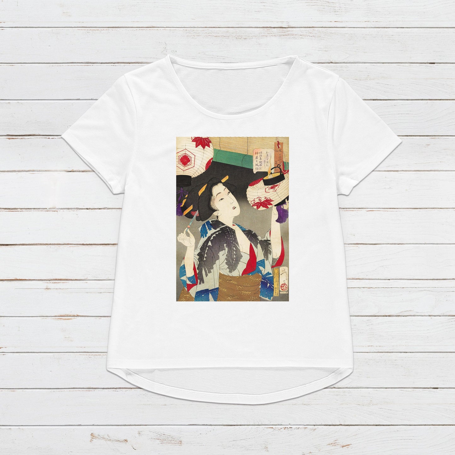 Japanese Ukiyo-e T Shirt Woodblock Art Yoshitoshi Kyoto Geisha Maiko Tattoo Beautiful Japan Calligraphy Womens Mens Graphic Printed Tee Top