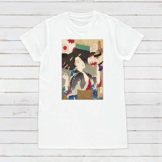 Japanese Ukiyo-e T Shirt Woodblock Art Yoshitoshi Kyoto Geisha Maiko Tattoo Beautiful Japan Calligraphy Womens Mens Graphic Printed Tee Top