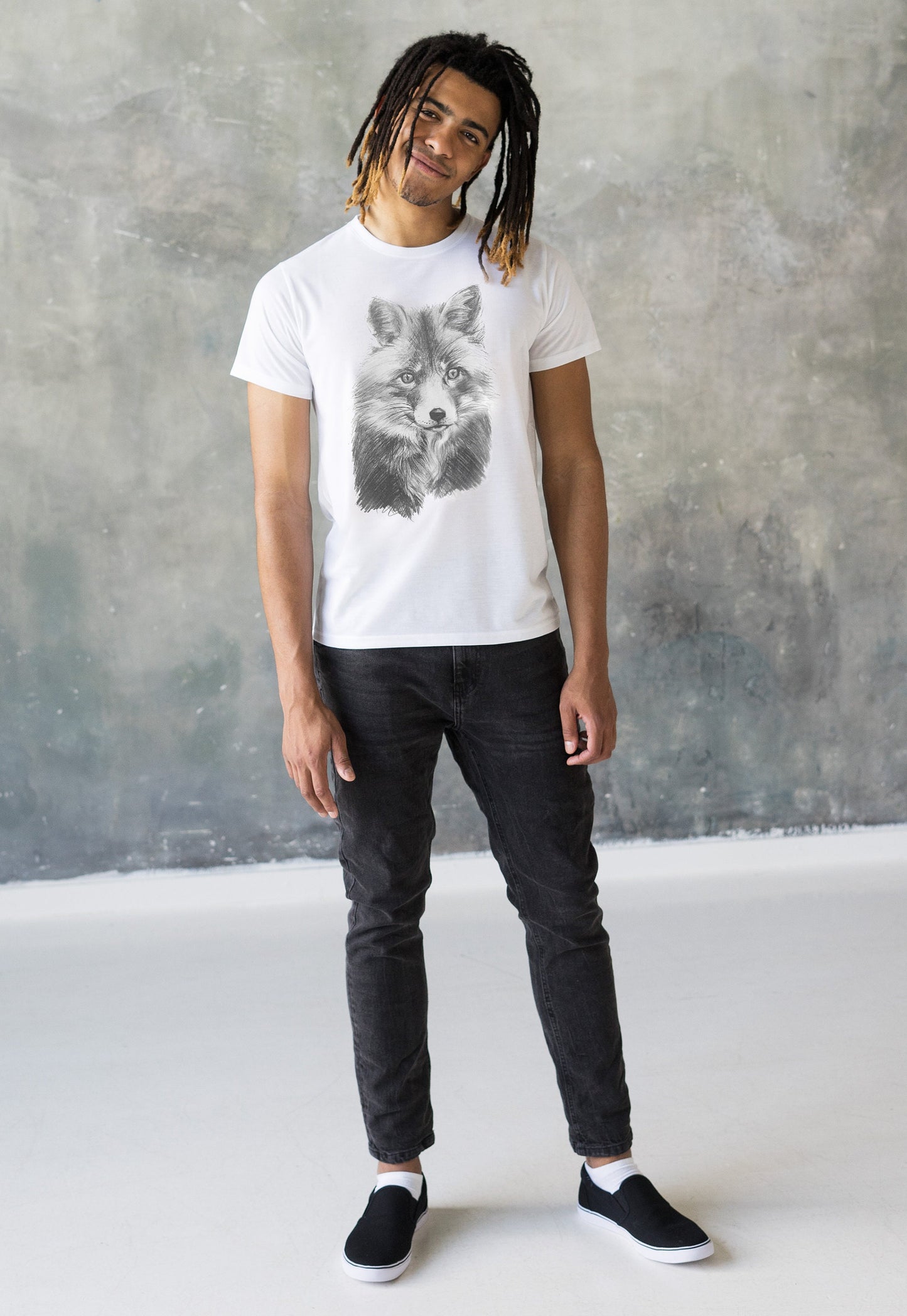 Fox T Shirt Artist Pencil Sketch Drawing Fox Cub Vegan Animal Animals Cute Veggie Forest Nature Men's Women's Unisex Graphic Printed Top Tee