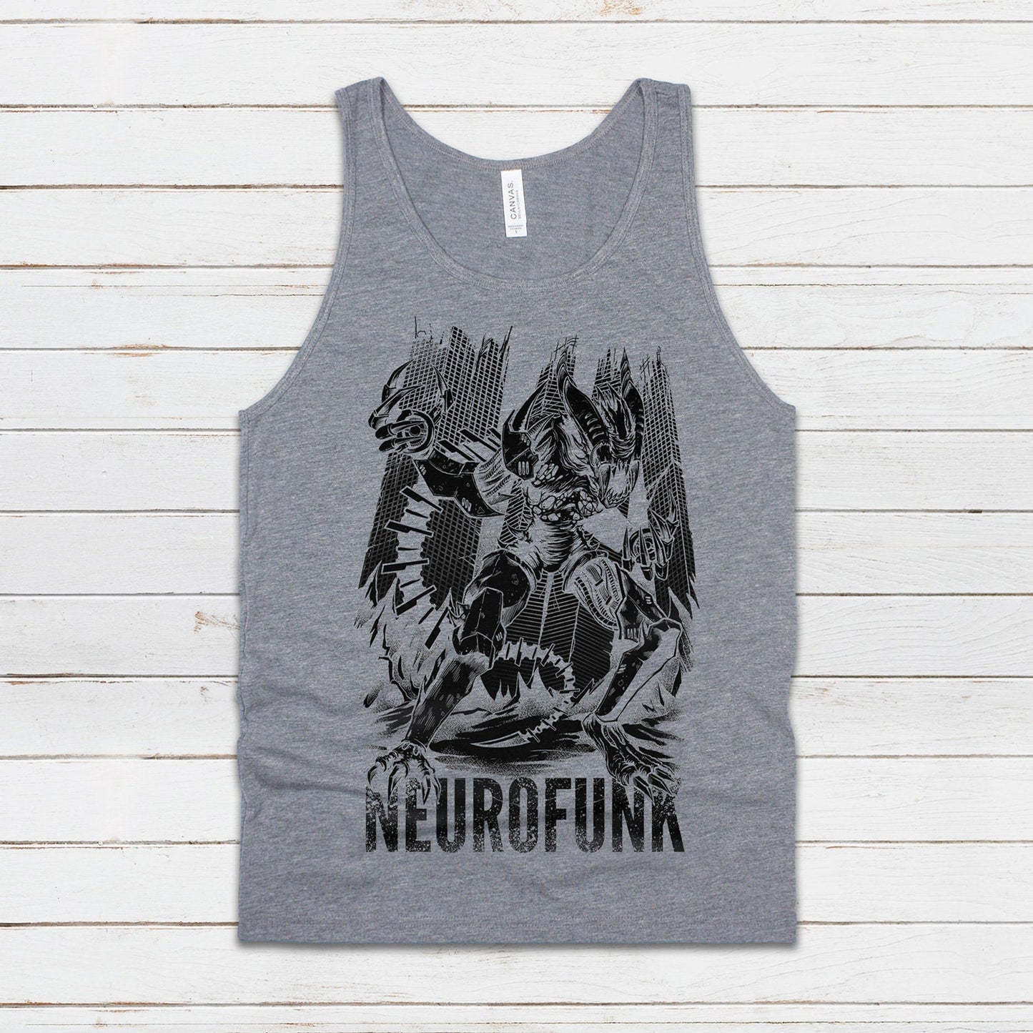 Neurofunk Invasion Tank Top Alien Junglist Jungle Drum and Bass DJ Synth Music Producer Festival Mens Womens Graphic Printed Cami Vest Tee